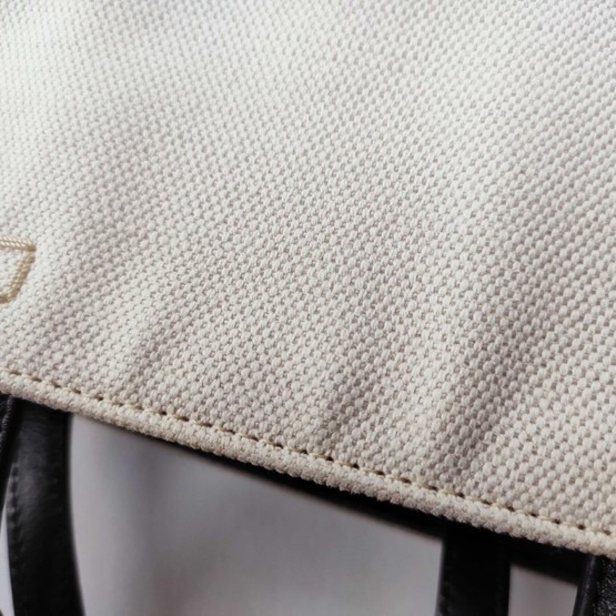 Givenchy Beige Black Canvas Leather Handbag Shoulder Bag Tote Bag (Pre-Owned)