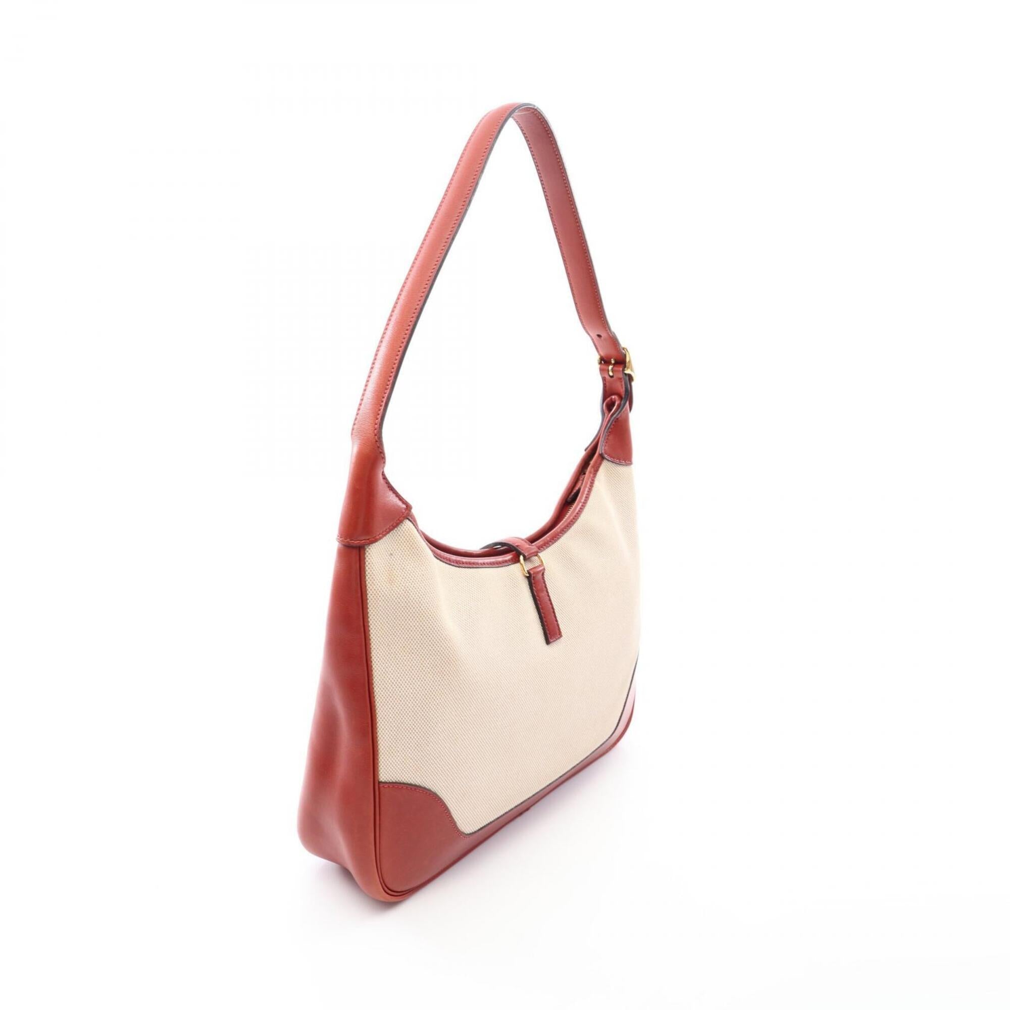 Hermes Bordeaux Ecru Ivory Toile H Handbag Shoulder Bag (Pre-Owned)