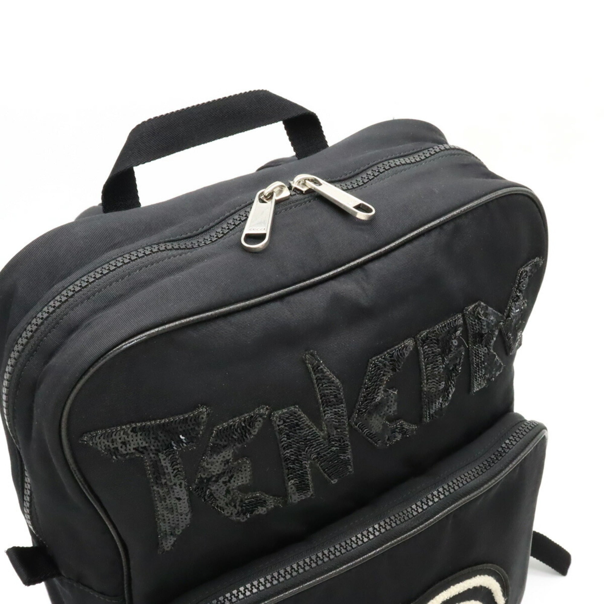 Gucci Black Nylon Canvas Spangles Leather Backpack (Pre-Owned)