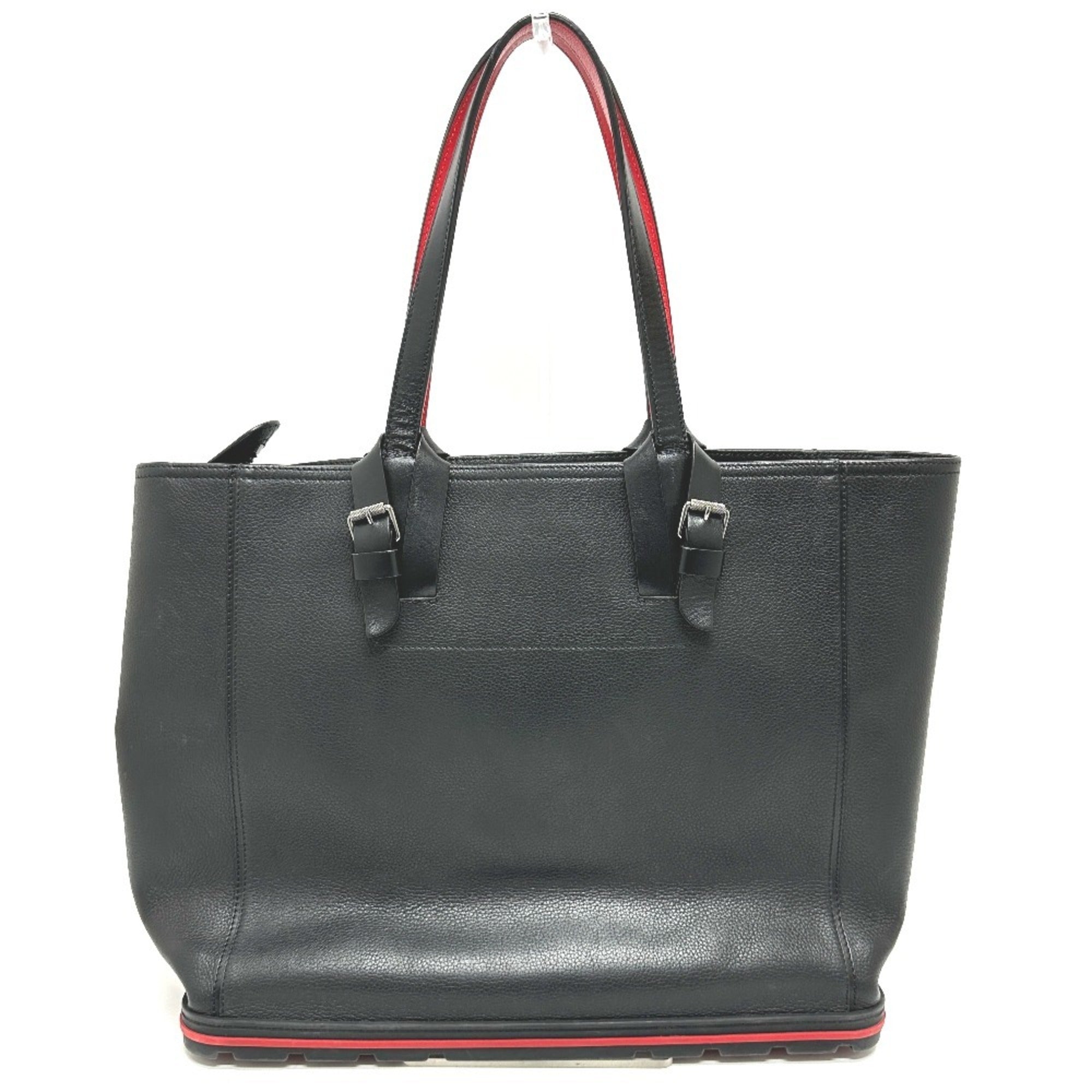 Christian Louboutin Black Red Color Leather Tote Bag (Pre-Owned)