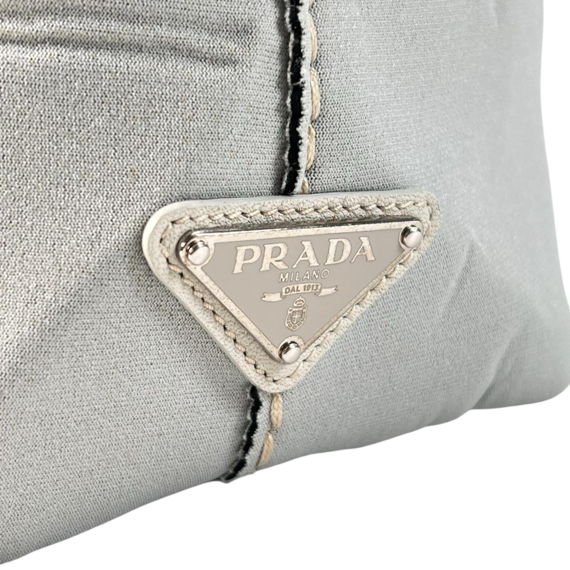Prada Gray Leather Neoprene Tote Bag (Pre-Owned)