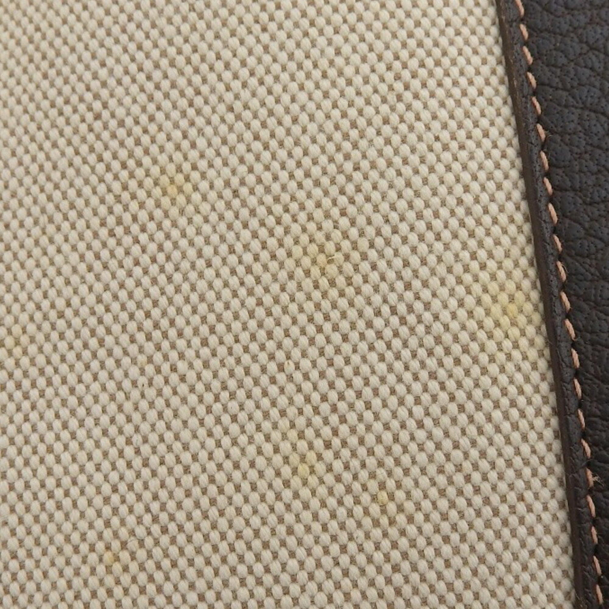 Hermes Beige Brown Marron Toile Officier Buffalo Leather Tote Bag (Pre-Owned)