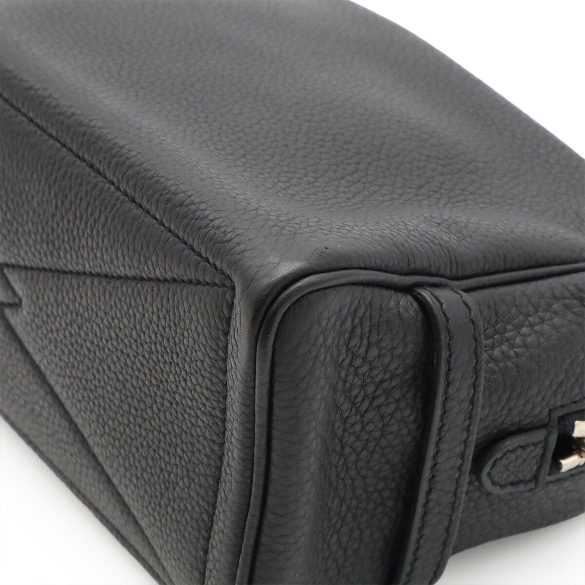 Hermes Black Taurillon Clemence Leather Clutch Bag Pouch (Pre-Owned)