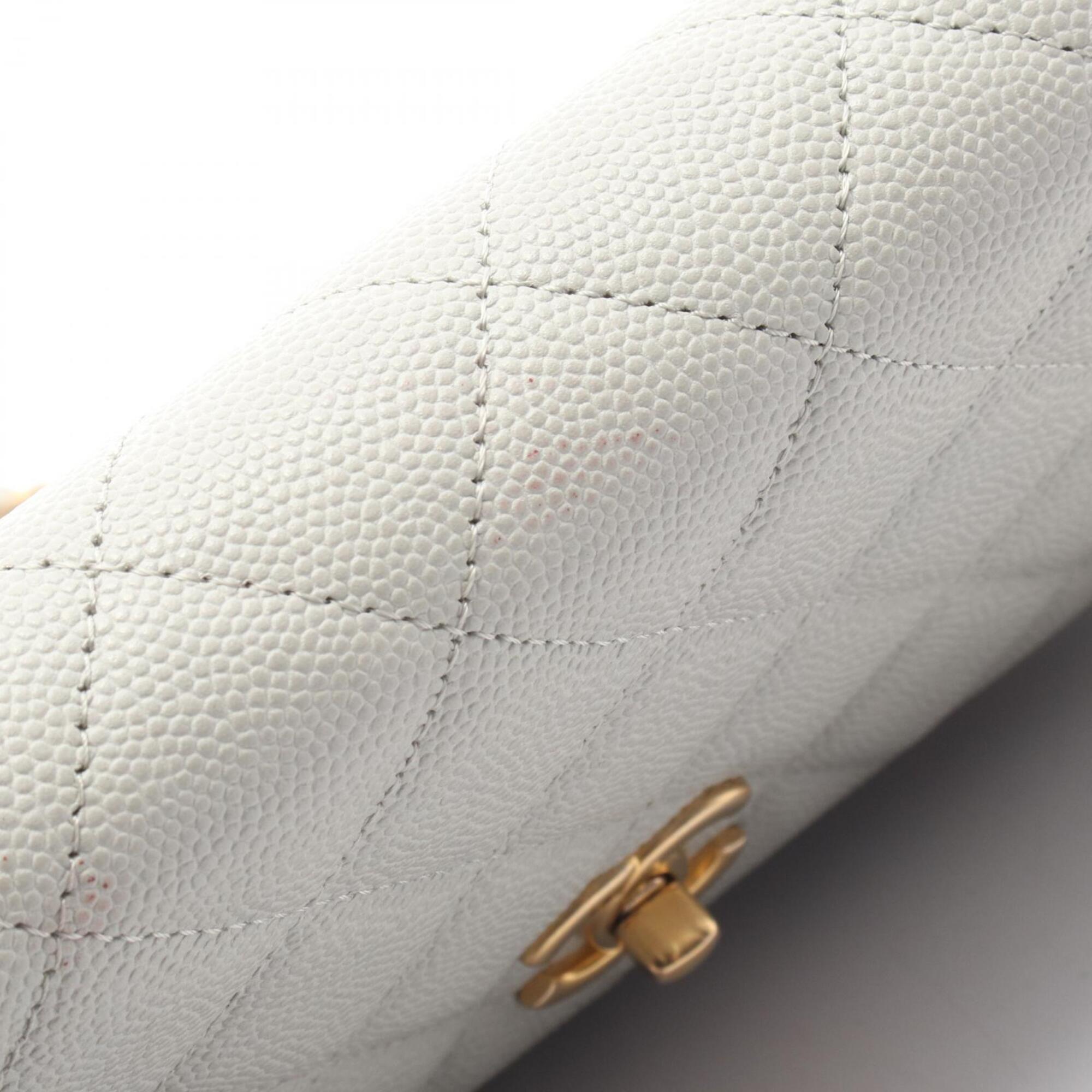 Chanel Gray Grained Calfskin Handbag Shoulder Bag (Pre-Owned)