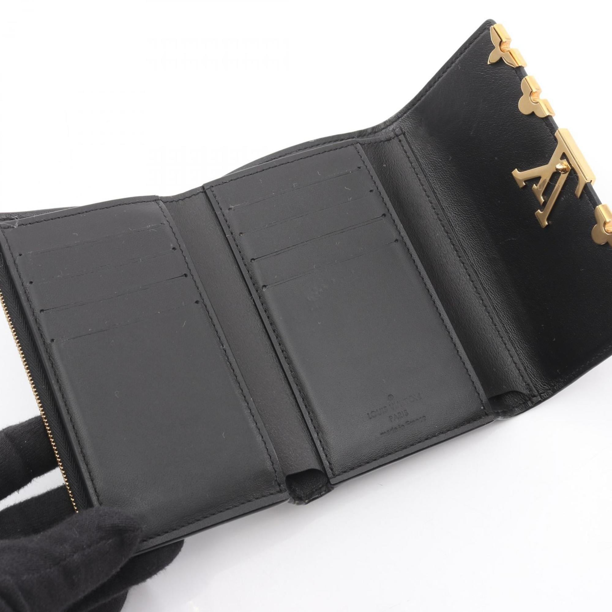 Louis Vuitton Black Leather Wallet (Tri-Fold) (Pre-Owned)