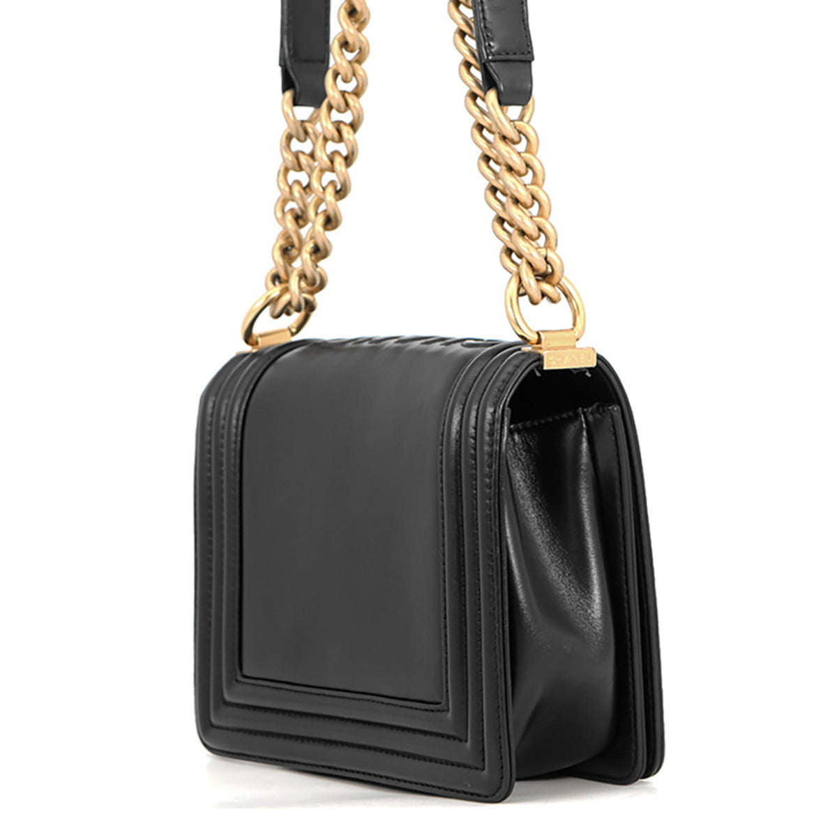Chanel Black Leather Handbag Shoulder Bag (Pre-Owned)