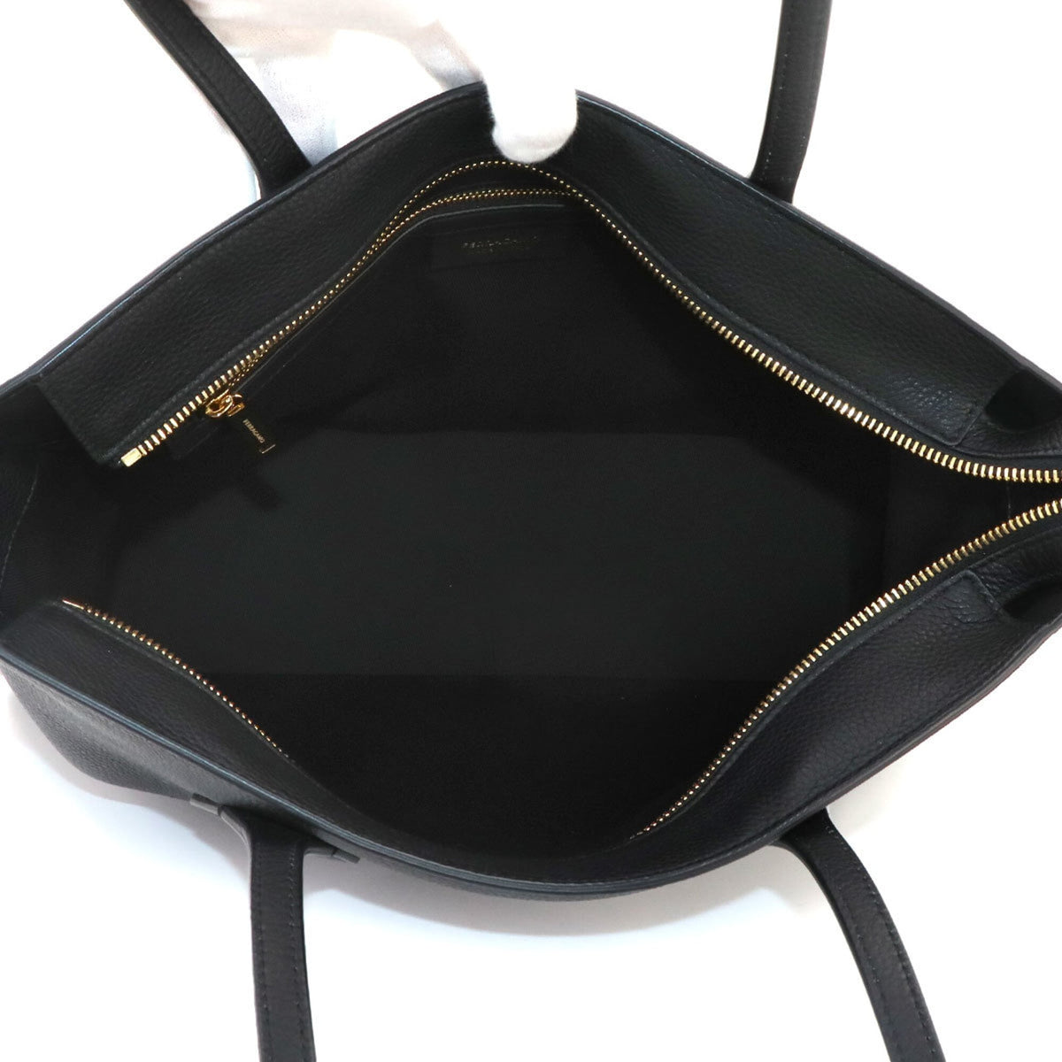 Salvatore Ferragamo Black Leather Handbag Tote Bag (Pre-Owned)