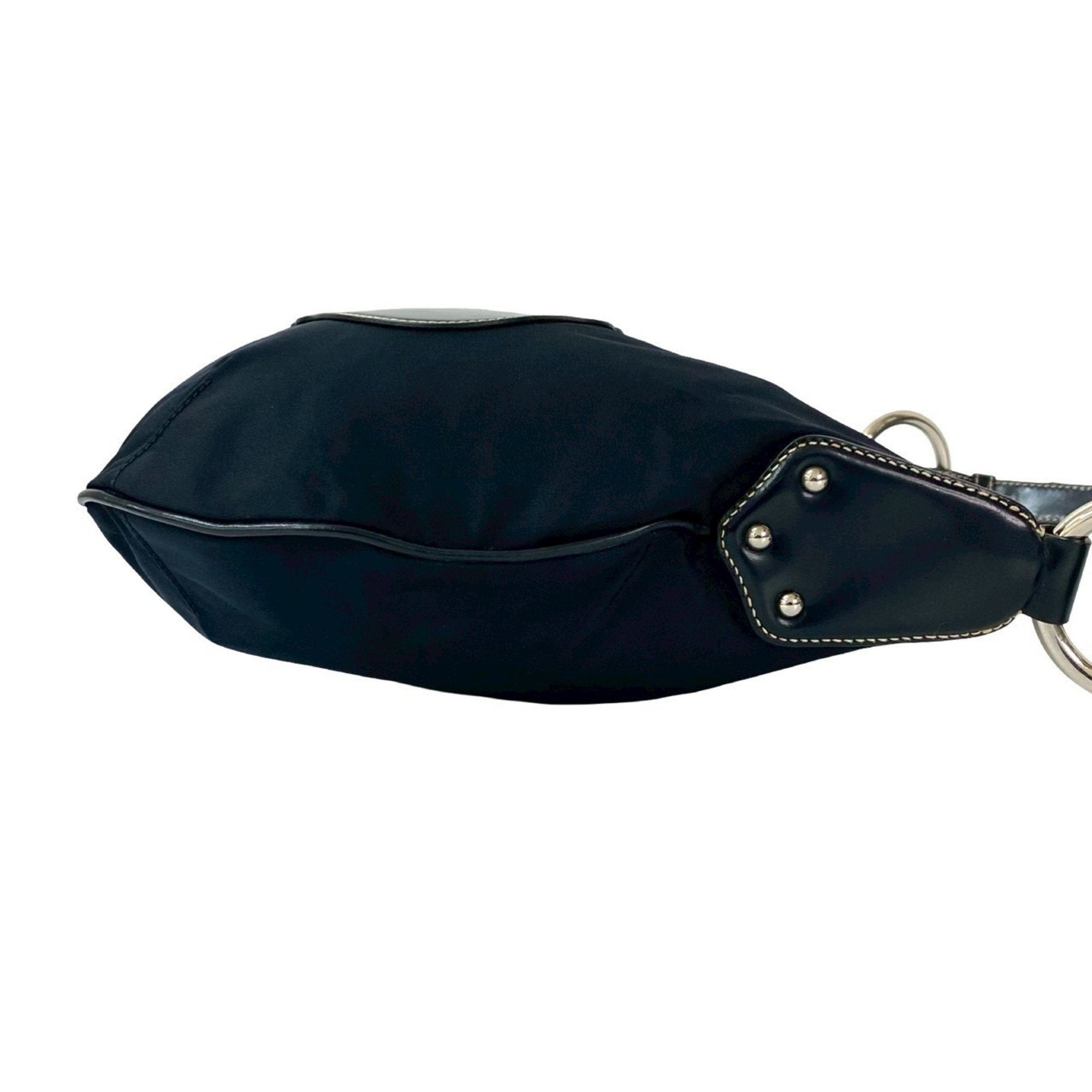 Prada Navy Nylon Leather Pochette Shoulder Bag (Pre-Owned)
