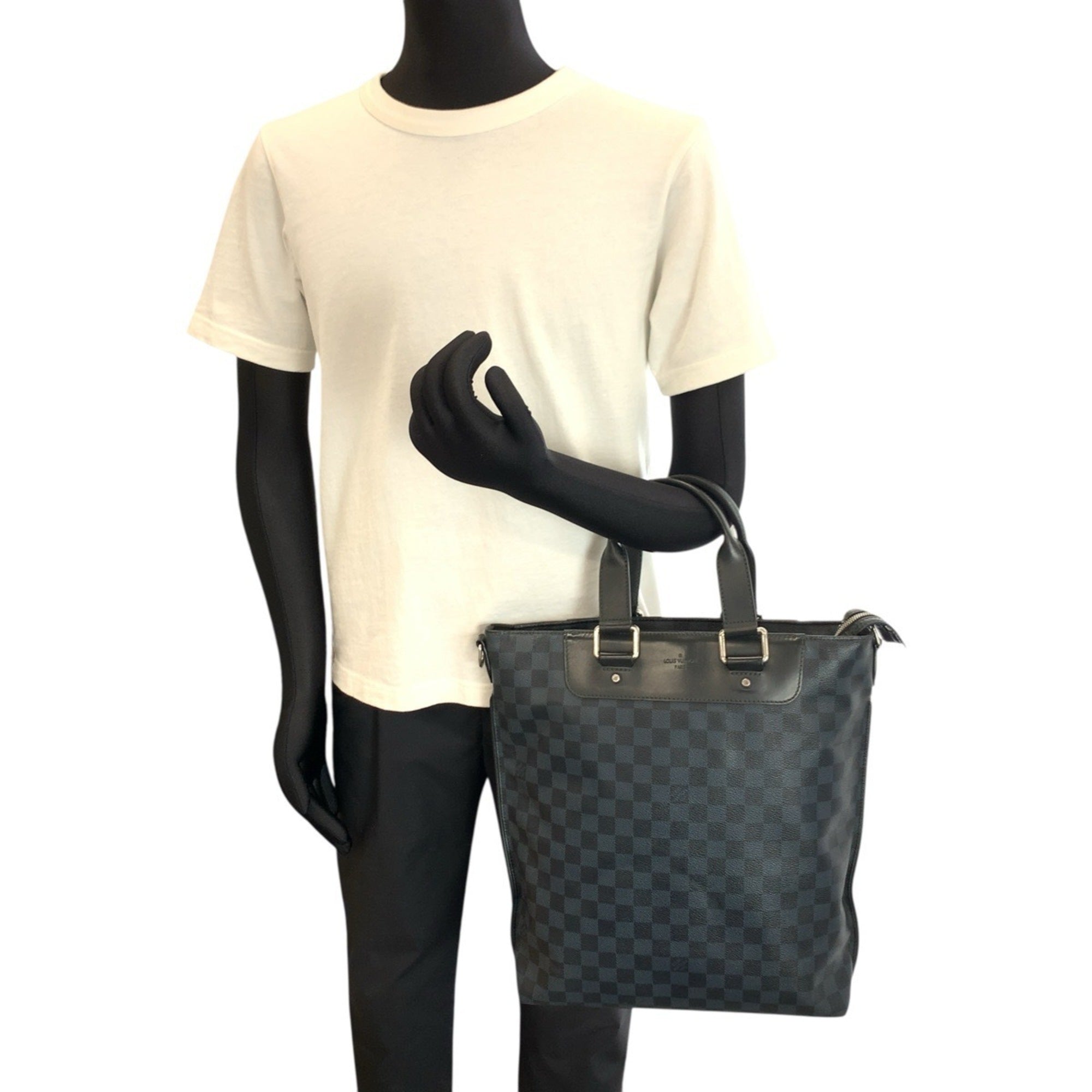 Louis Vuitton Navy Leather Pvc Tote Bag (Pre-Owned)