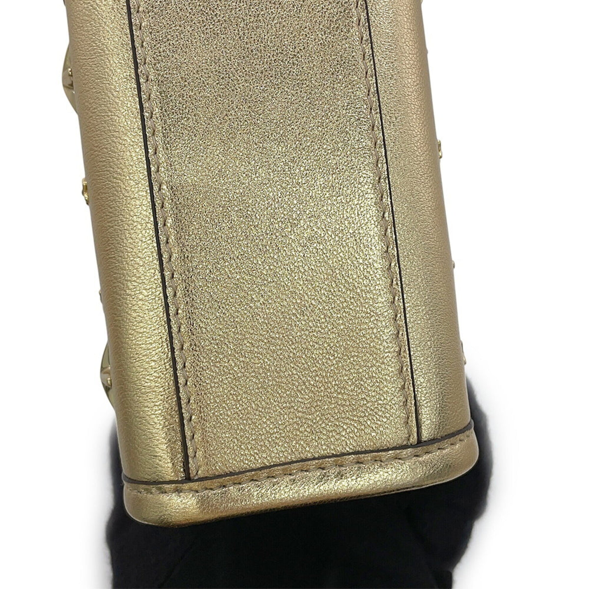 Jimmy Choo Gold Rhinestone Leather Handbag Shoulder Bag (Pre-Owned)