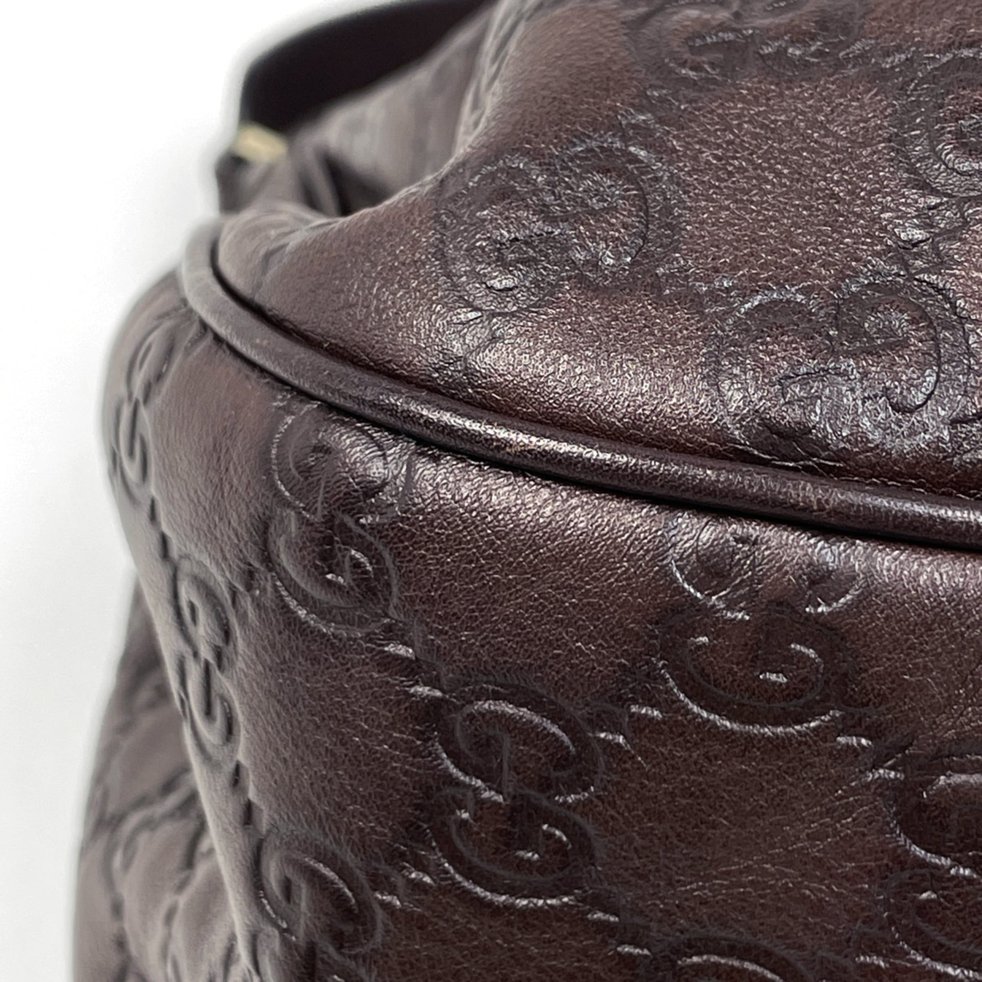 Gucci Sukey Dark Brown Gg Leather Shoulder Bag (Pre-Owned)