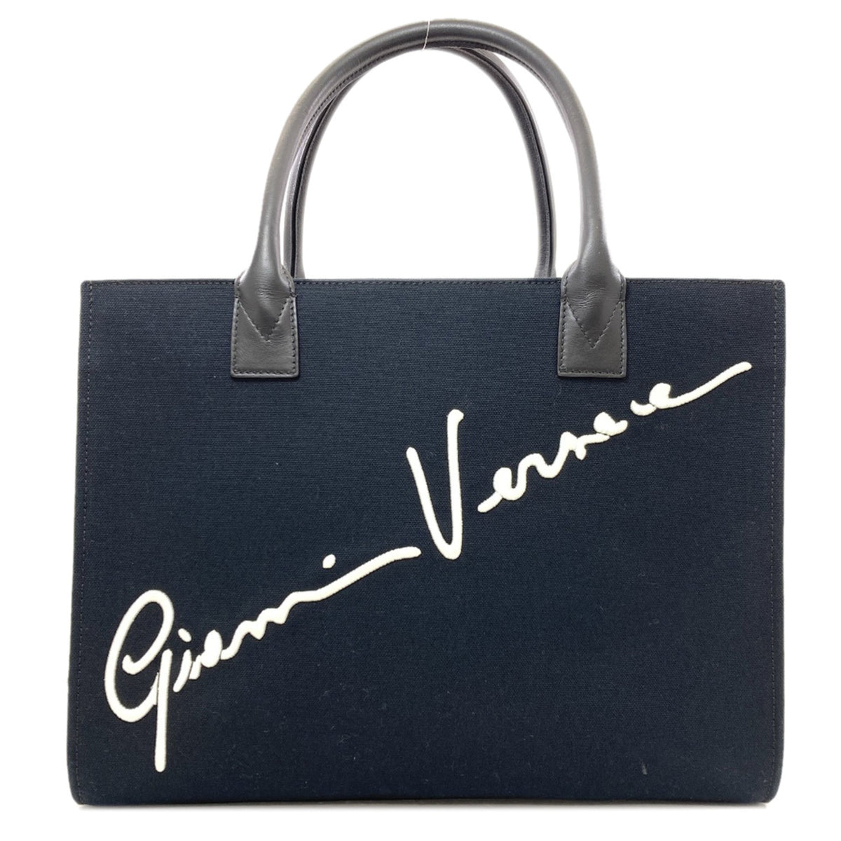Versace Black Canvas Tote Bag (Pre-Owned)