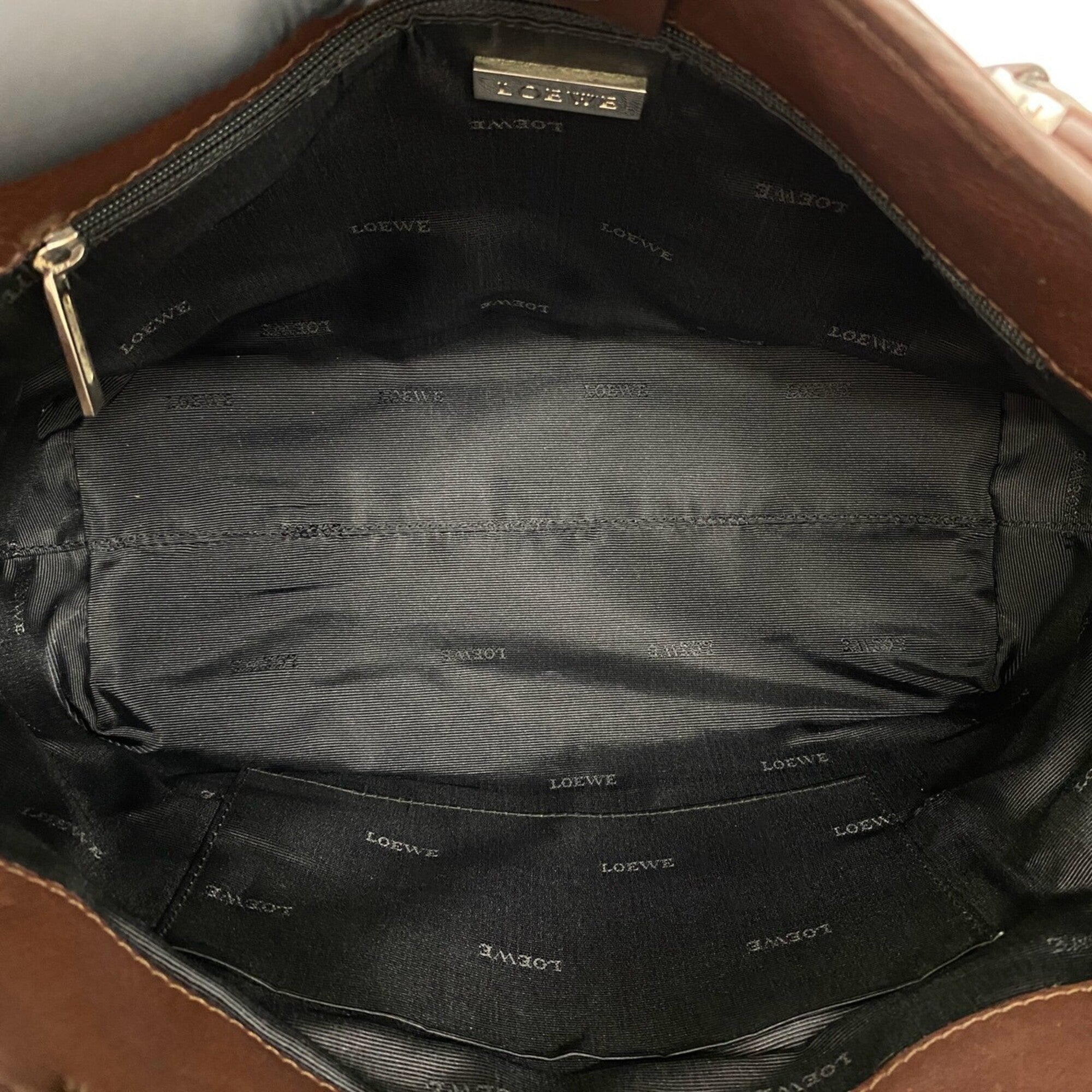 Loewe Brown Leather Boston Bag Handbag Tote Bag (Pre-Owned)