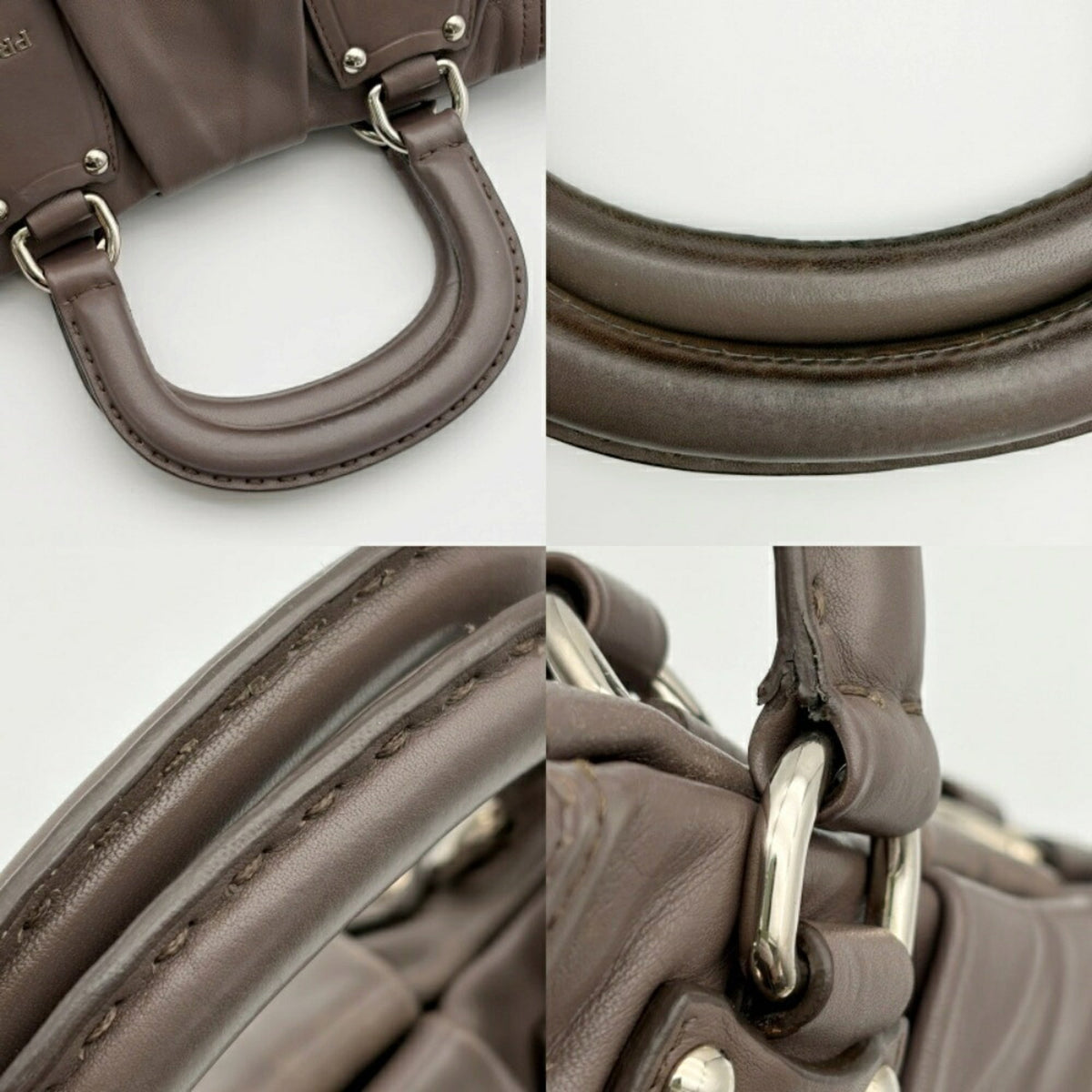 Prada Dark Gray Grayish Leather Tote Bag (Pre-Owned)