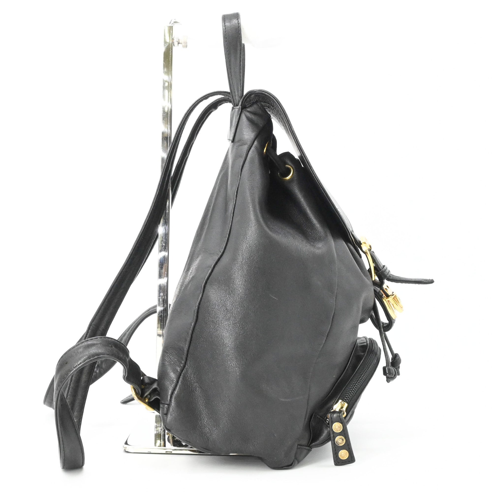 Versace Black Leather Backpack (Pre-Owned)