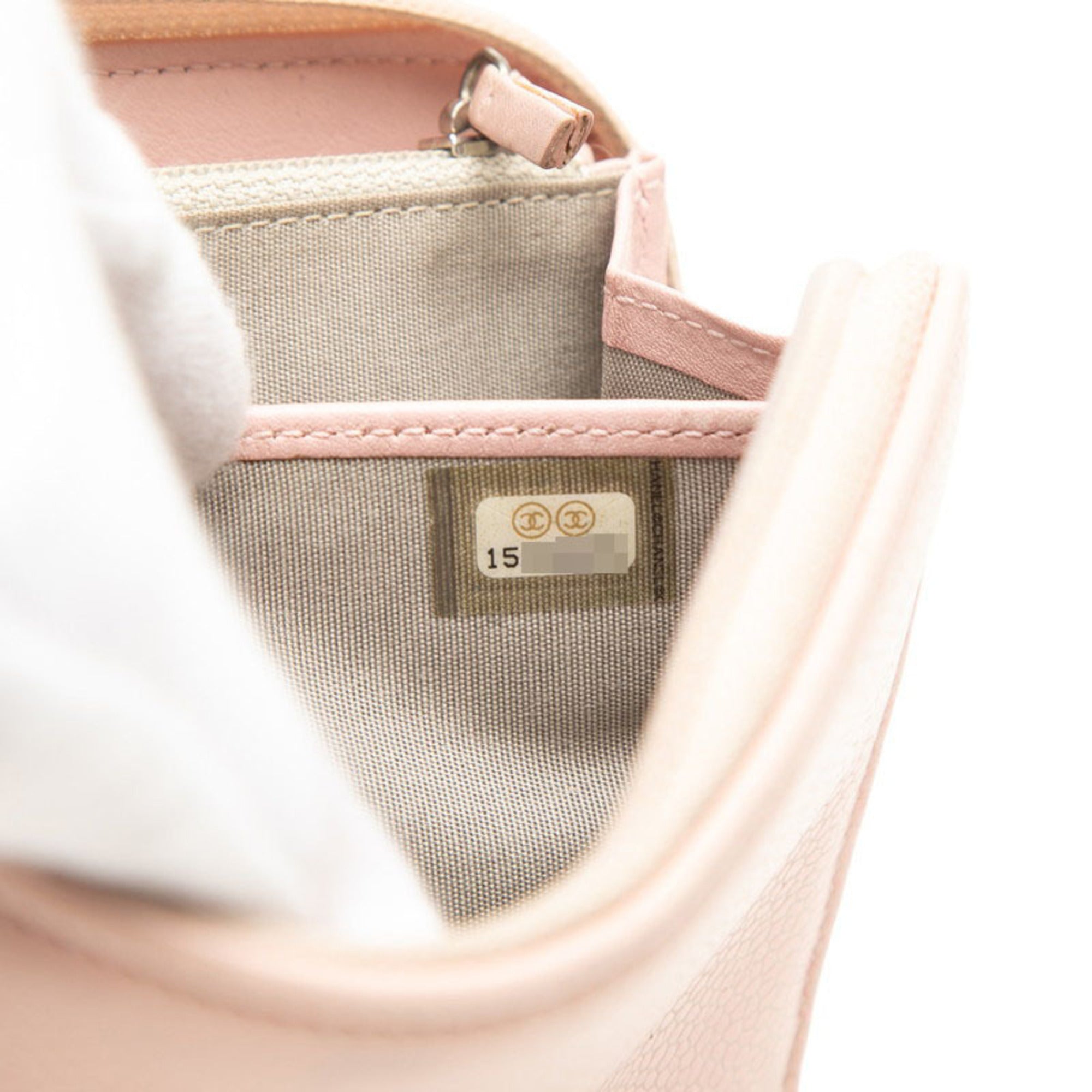 Chanel Pink Grained Calfskin Long Wallet (Bi-Fold) (Pre-Owned)