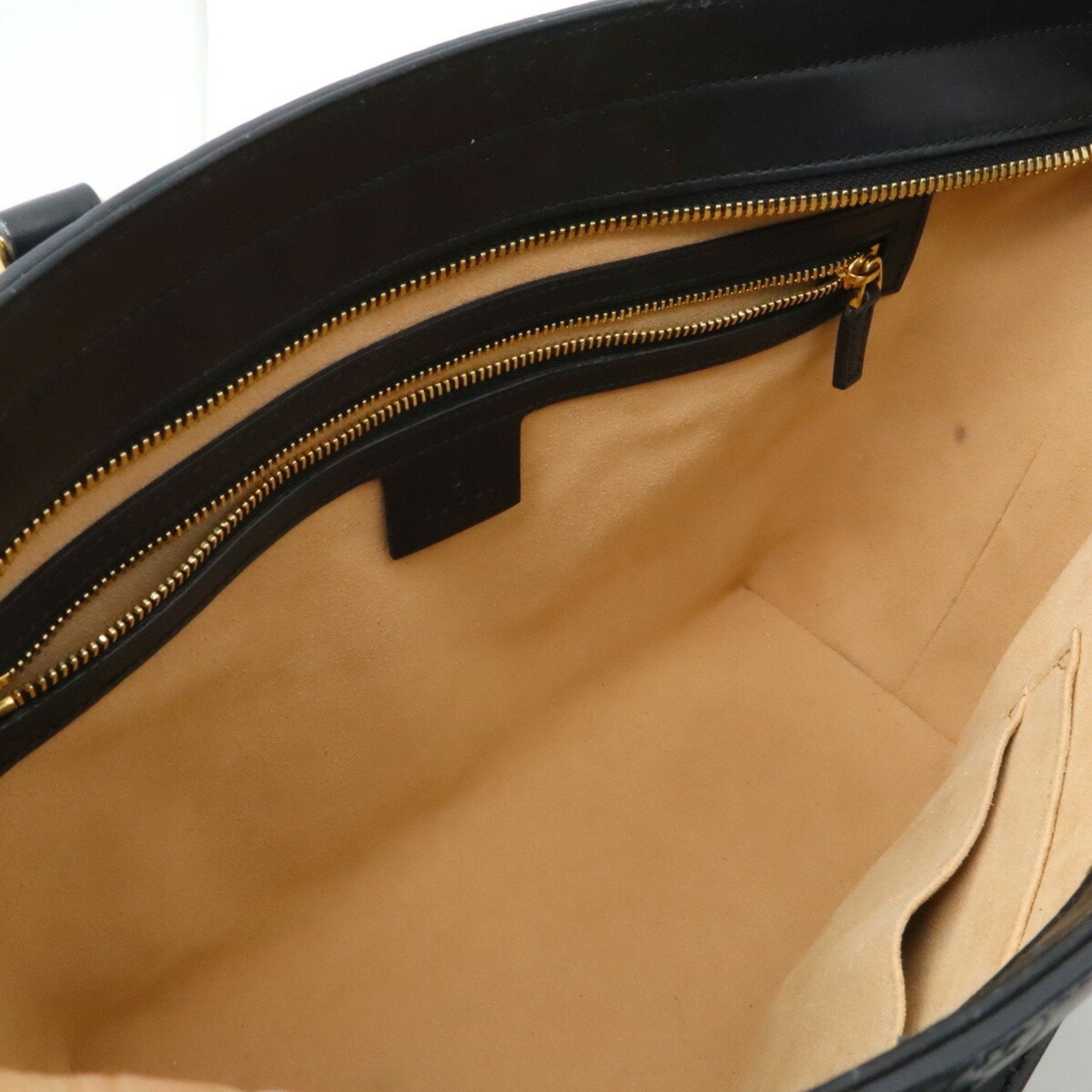 Gucci Black Leather Handbag Shoulder Bag Tote Bag (Pre-Owned)