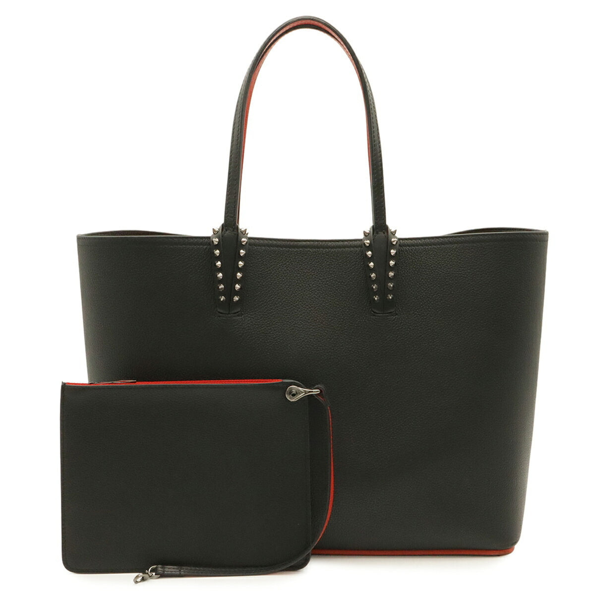 Christian Louboutin Black Red Color Patent Leather Rubber Shoulder Bag Tote Bag (Pre-Owned)