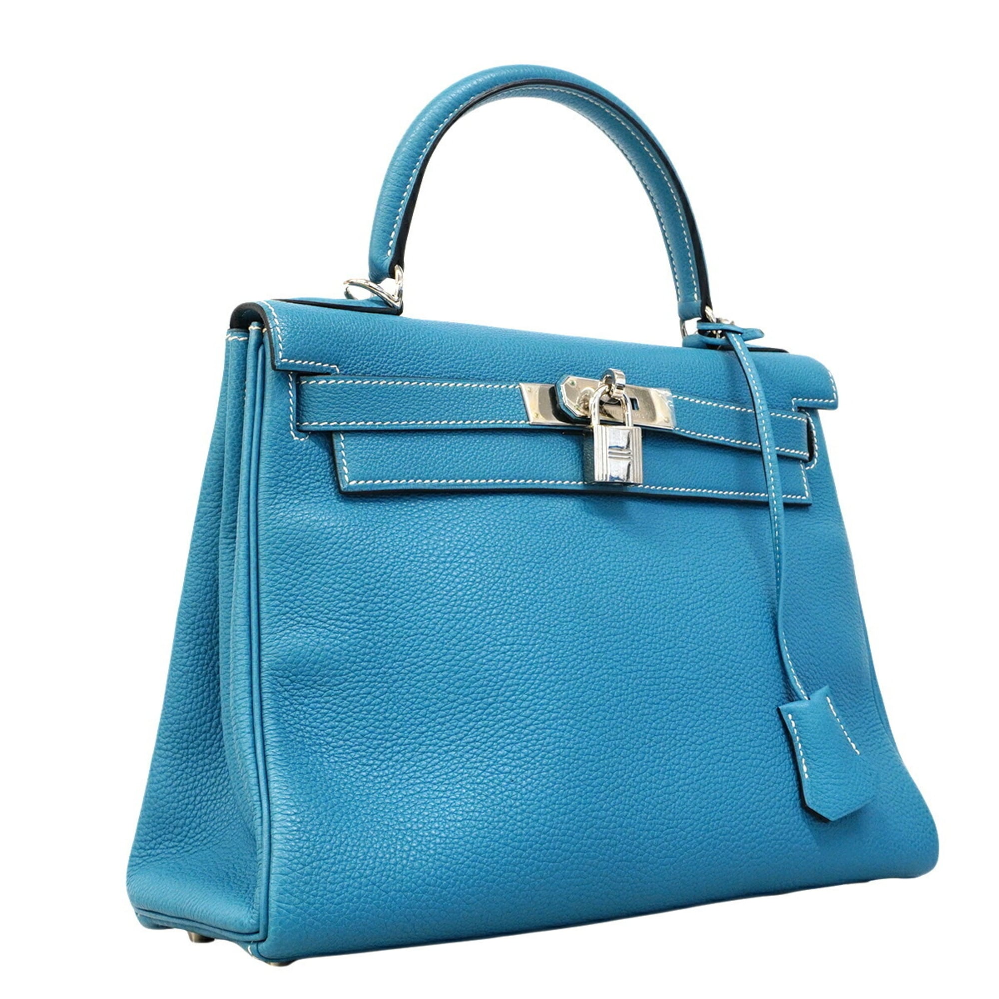 Hermes Blue Jean Togo Leather Handbag (Pre-Owned)