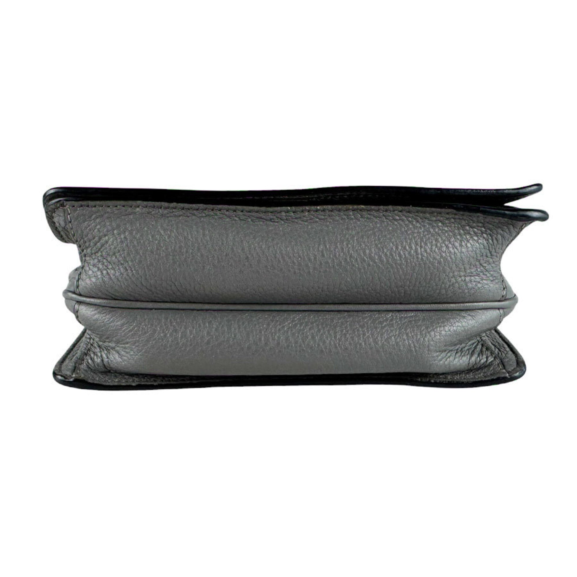 Prada Gray Leather Shoulder Bag (Pre-Owned)