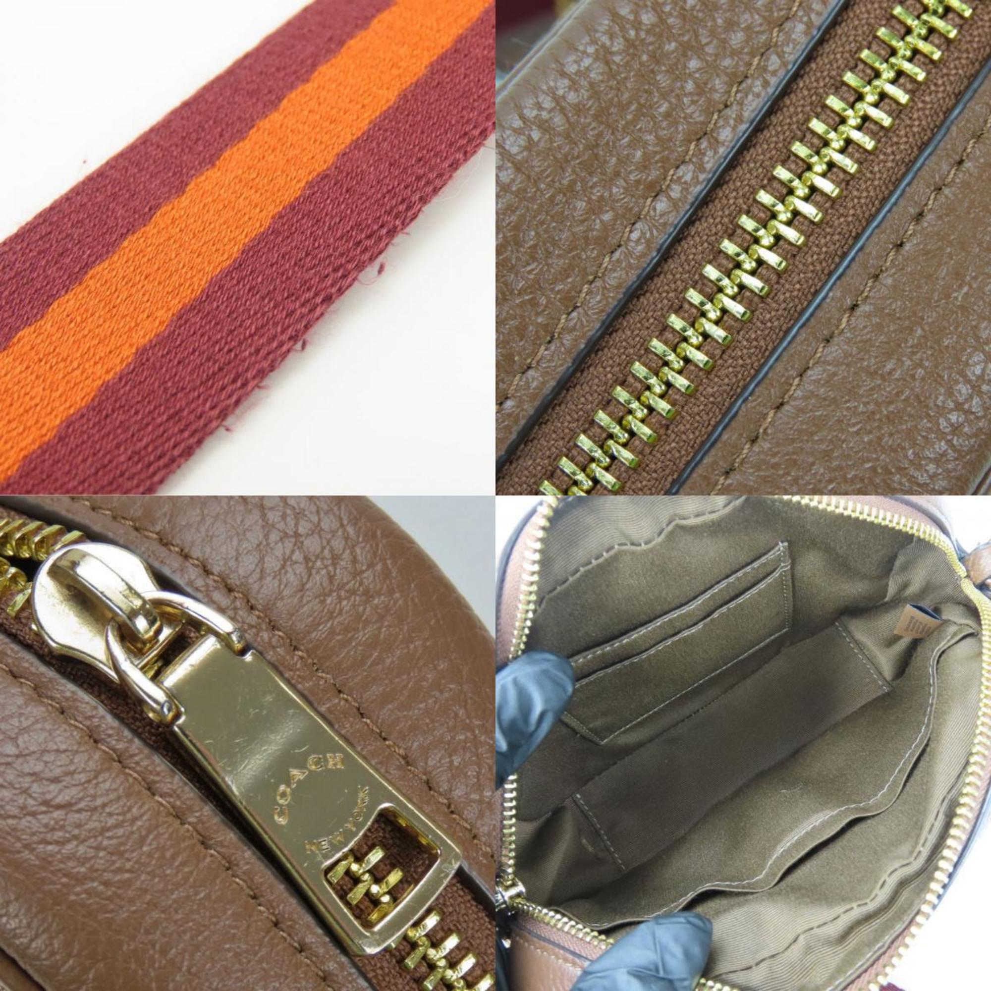 Coach Bordeaux Brown Canvas Leather Pochette Shoulder Bag (Pre-Owned)