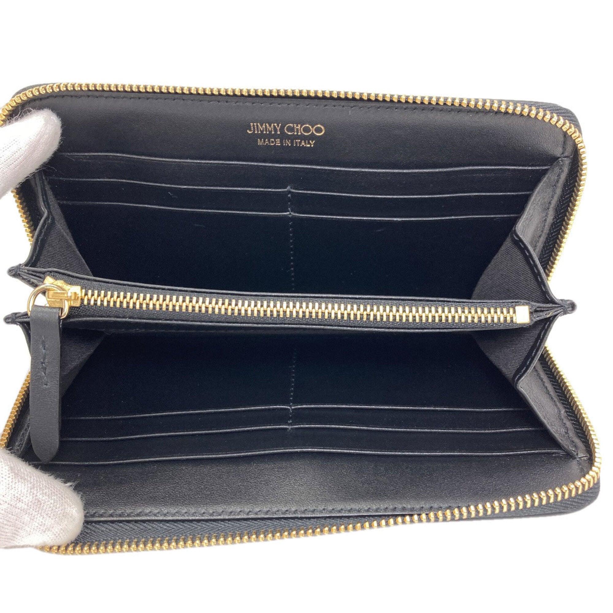 Jimmy Choo Black Leather Long Wallet (Bi-Fold) (Pre-Owned)