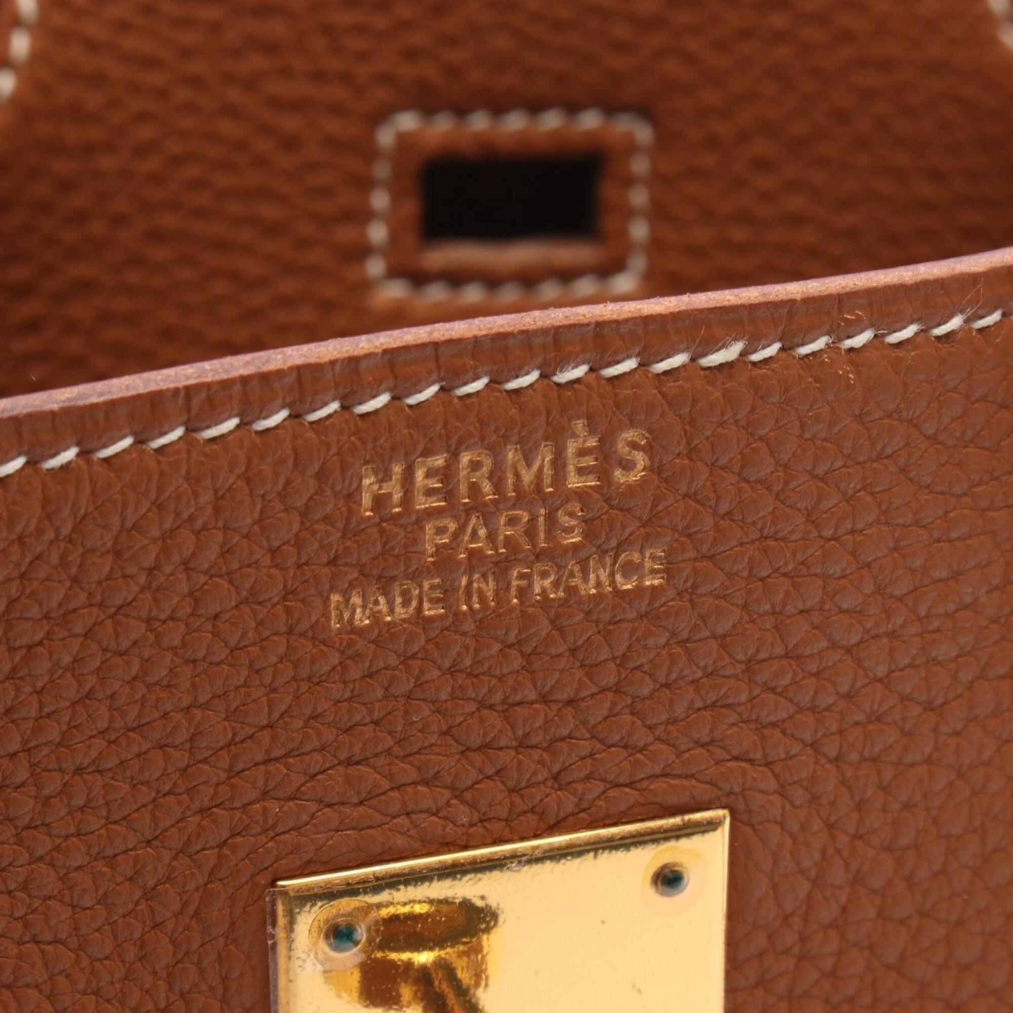 Hermes Brown Taurillon Clemence Leather Handbag (Pre-Owned)