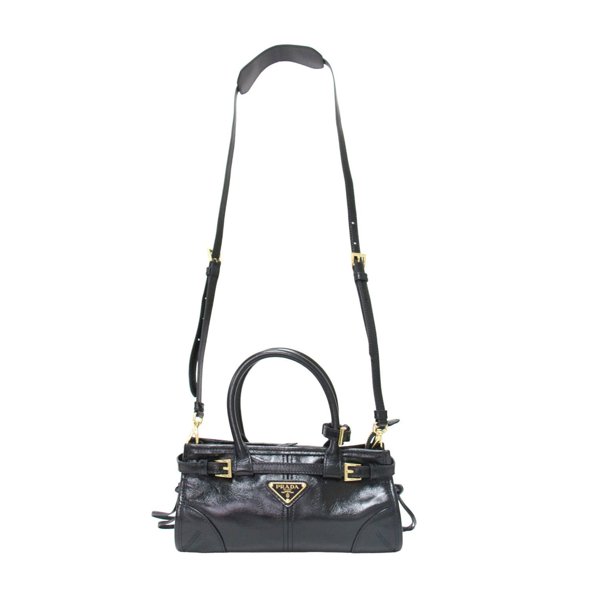 Prada Black Leather Handbag Shoulder Bag (Pre-Owned)