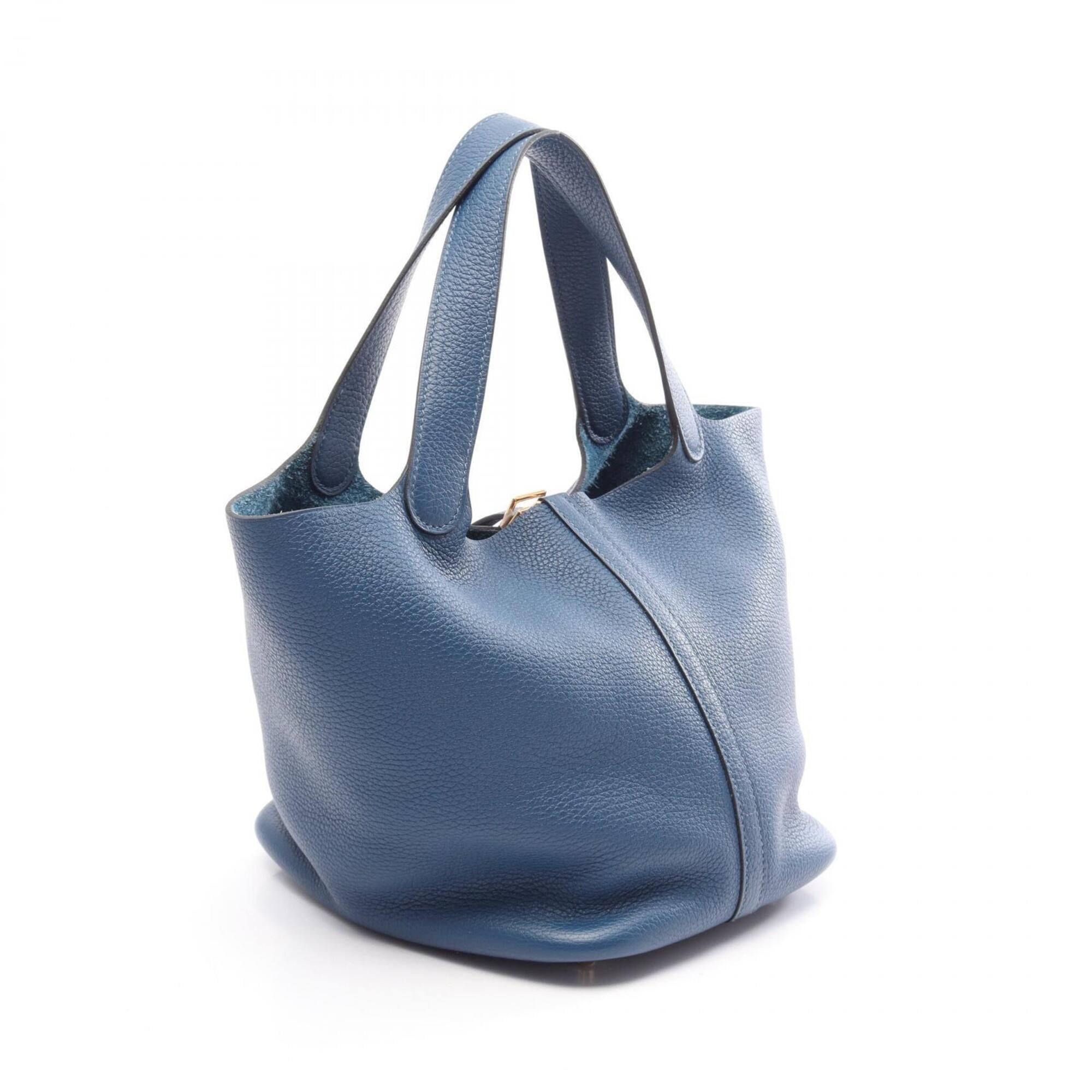 Hermes Blue Taurillon Clemence Leather Handbag (Pre-Owned)