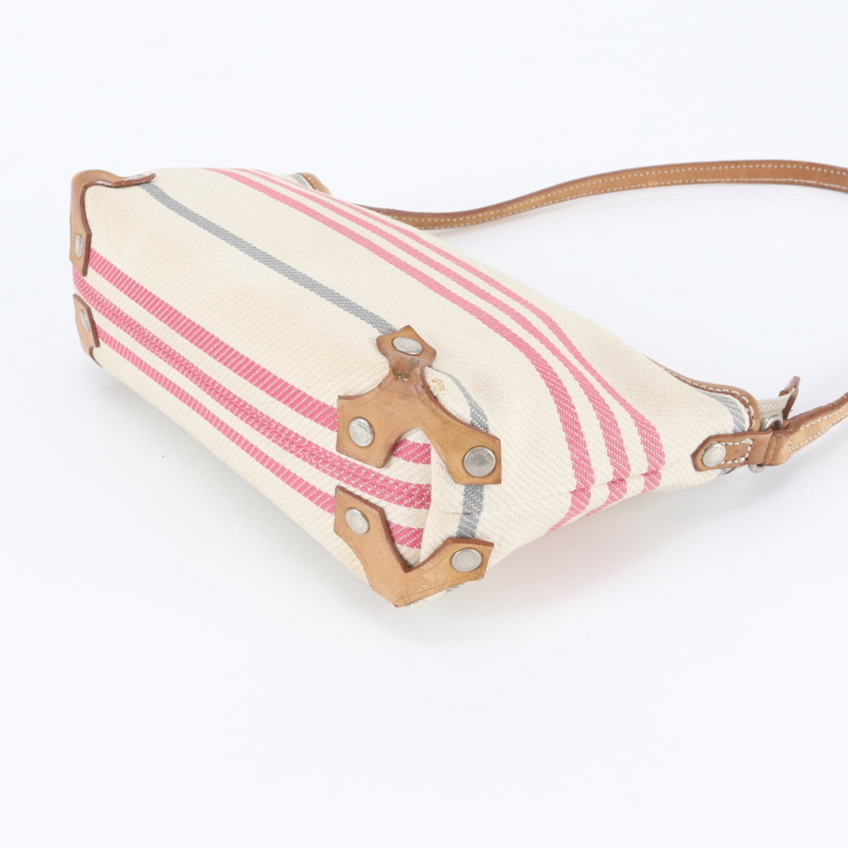 Burberry Multi-Color Leather Canvas Handbag Shoulder Bag Tote Bag (Pre-Owned)
