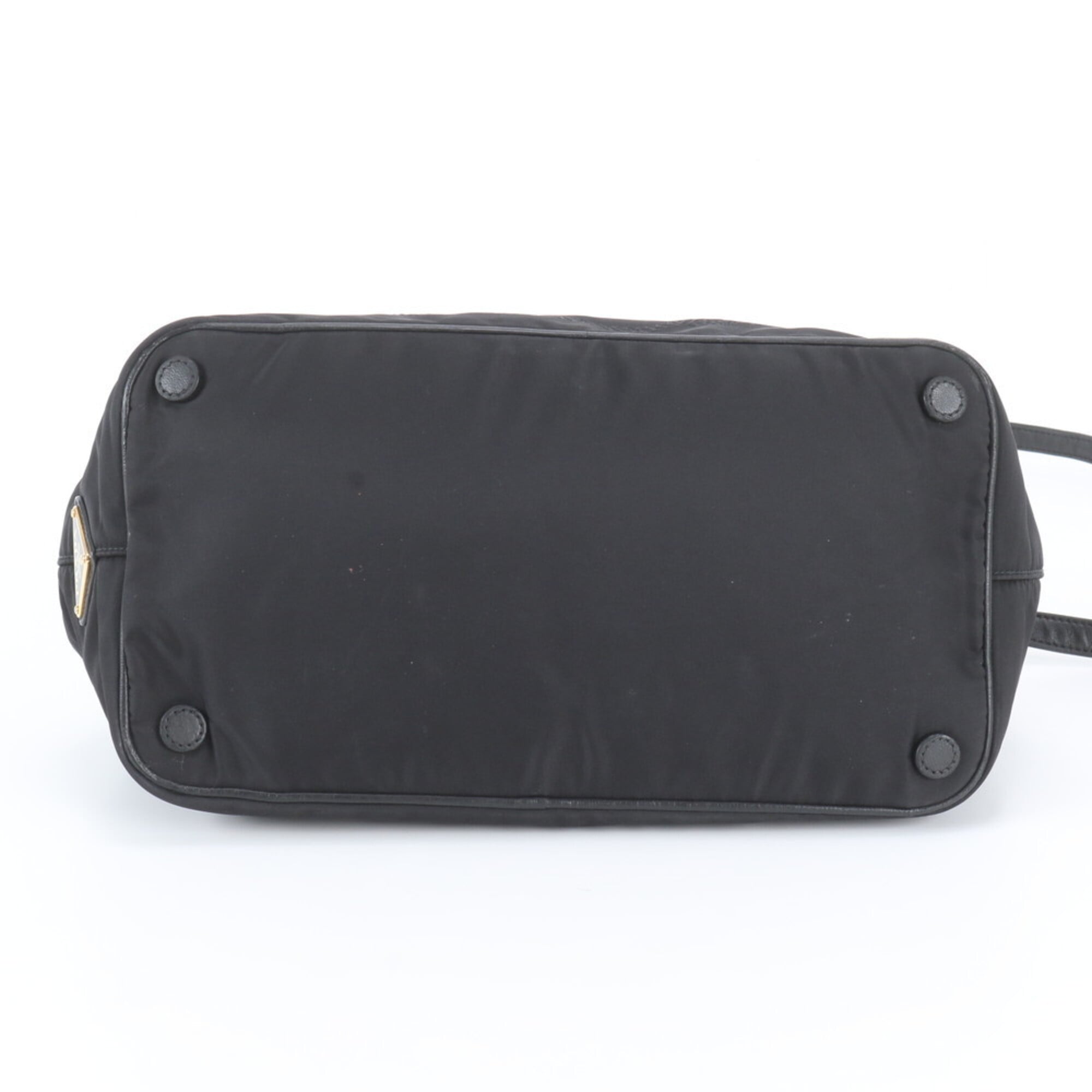 Prada Black Leather Nylon Shoulder Bag Tote Bag (Pre-Owned)