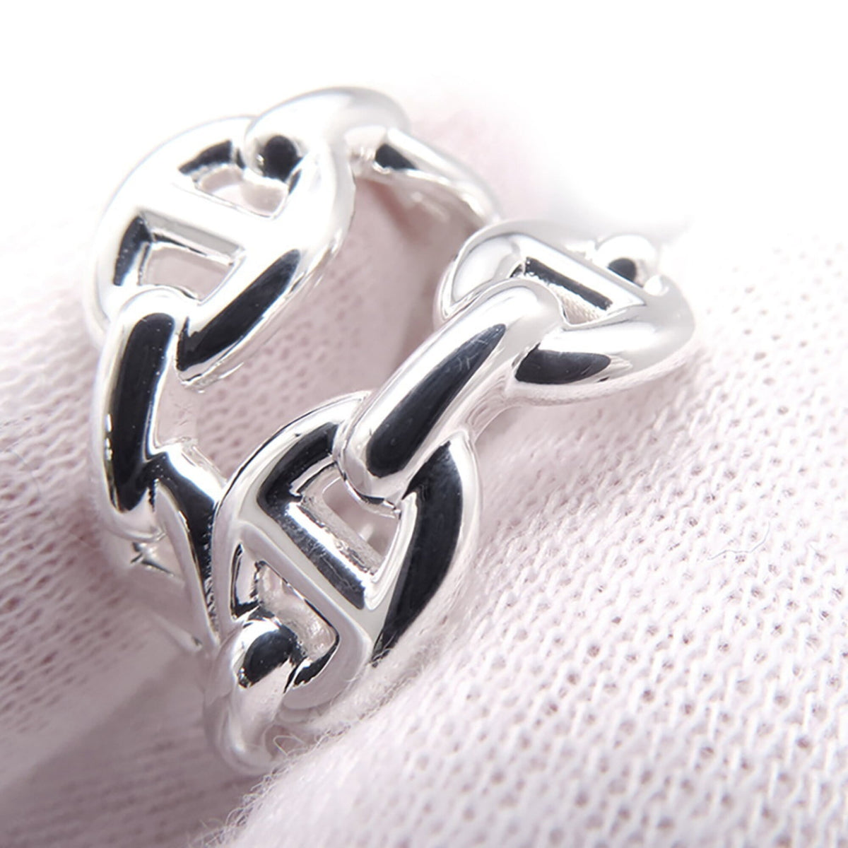 Hermes Silver 925 Band Ring (Pre-Owned)