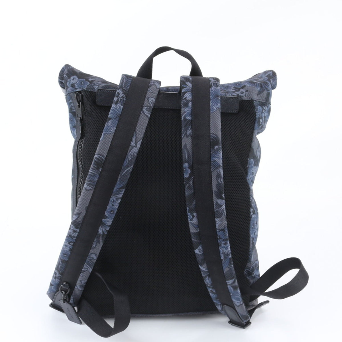 Coach Navy Leather Nylon Backpack Shoulder Bag (Pre-Owned)