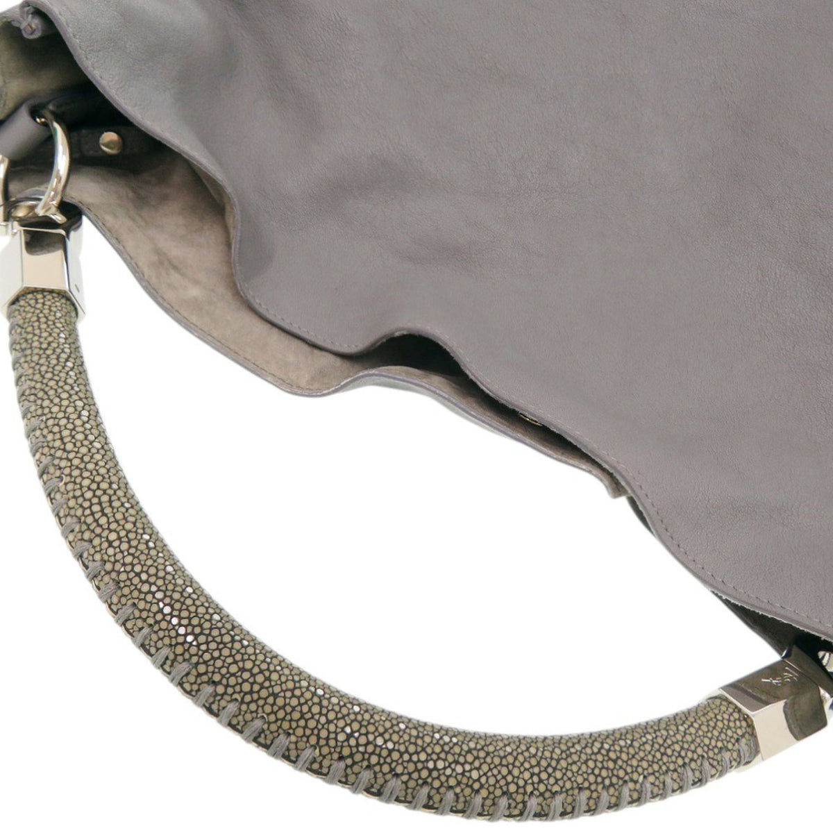 Yves Saint Laurent Gray Leather Pouch Shoulder Bag (Pre-Owned)