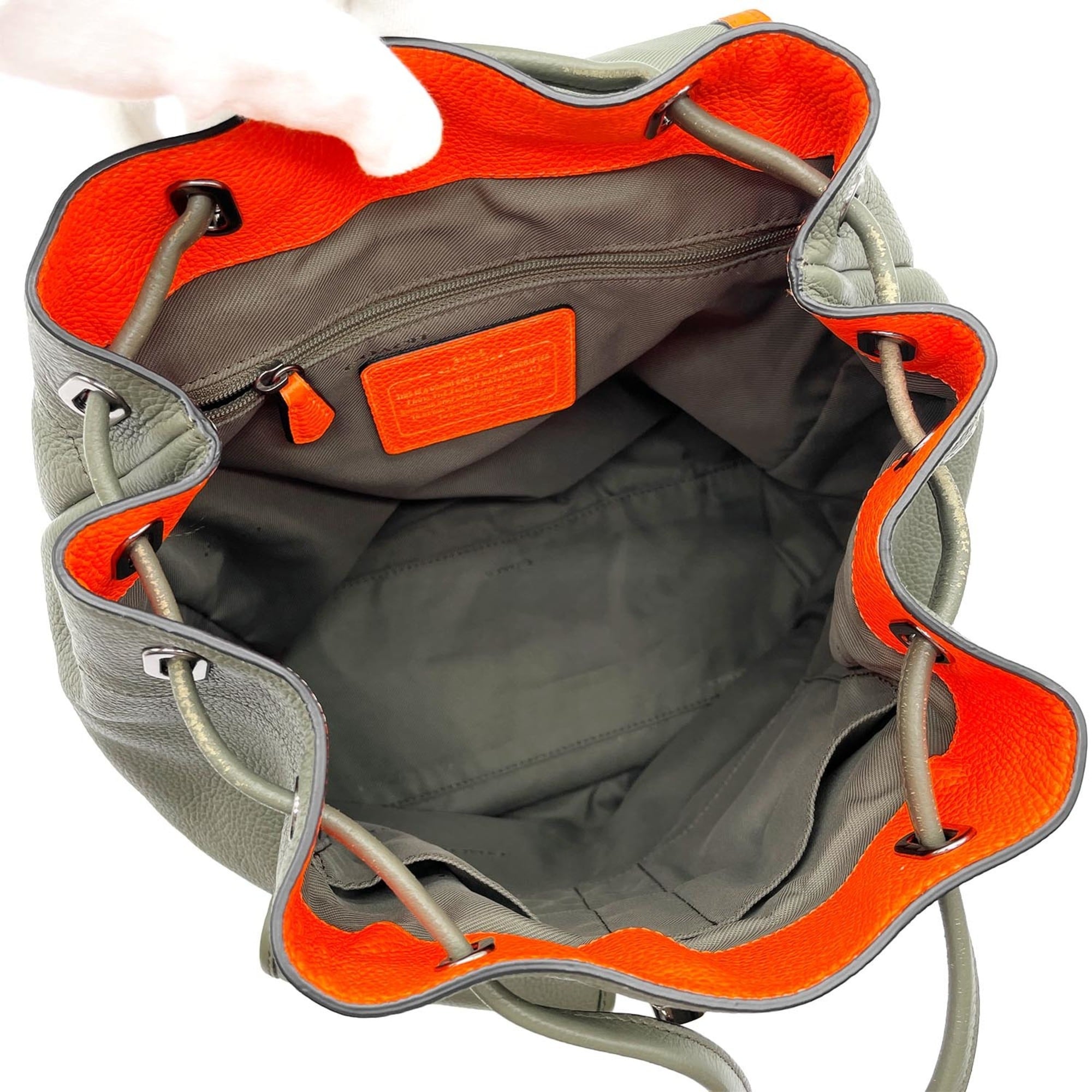 Coach Khaki Orange Leather Backpack (Pre-Owned)