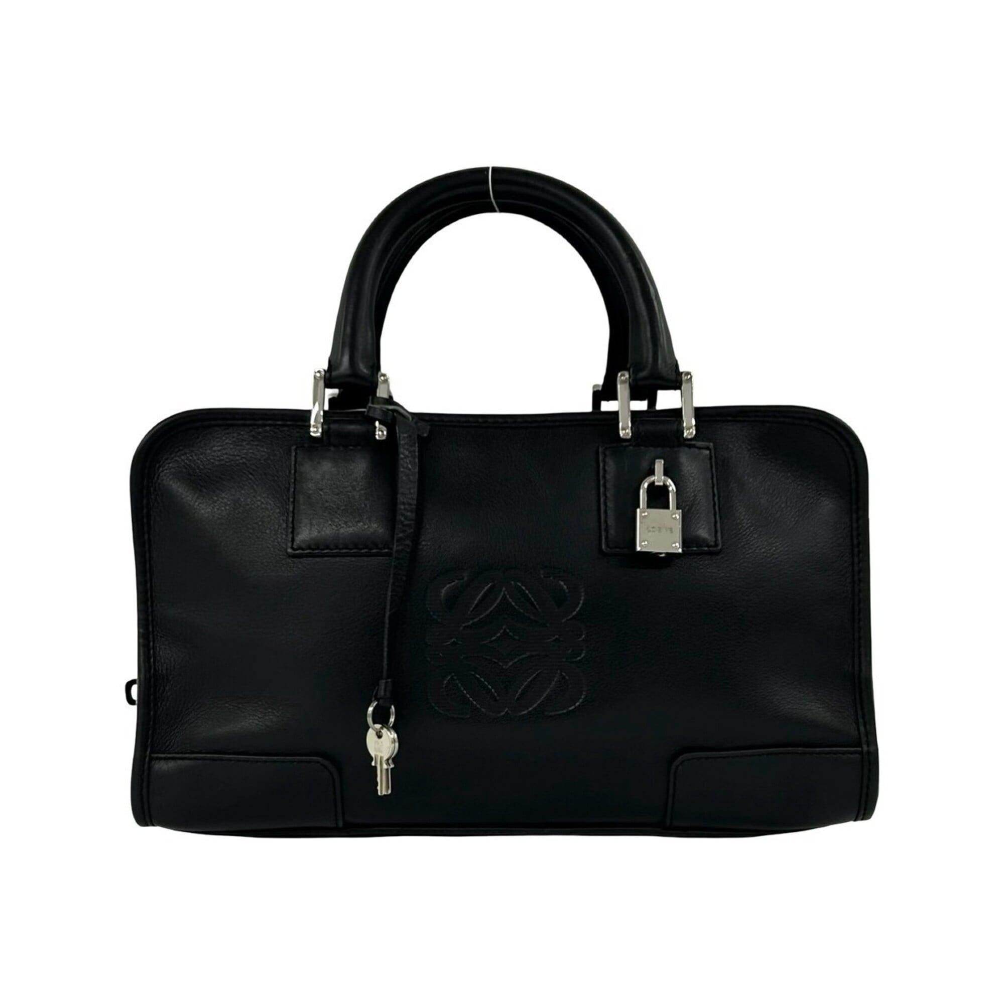 Loewe Black Leather Boston Bag Handbag Tote Bag (Pre-Owned)