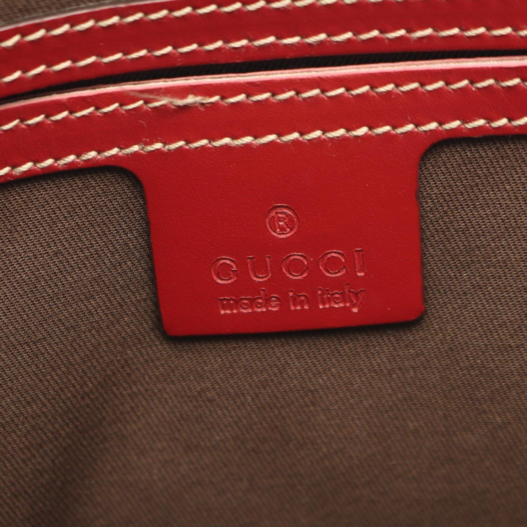 Gucci Beige Red Color Pvc Leather Handbag Shoulder Bag (Pre-Owned)