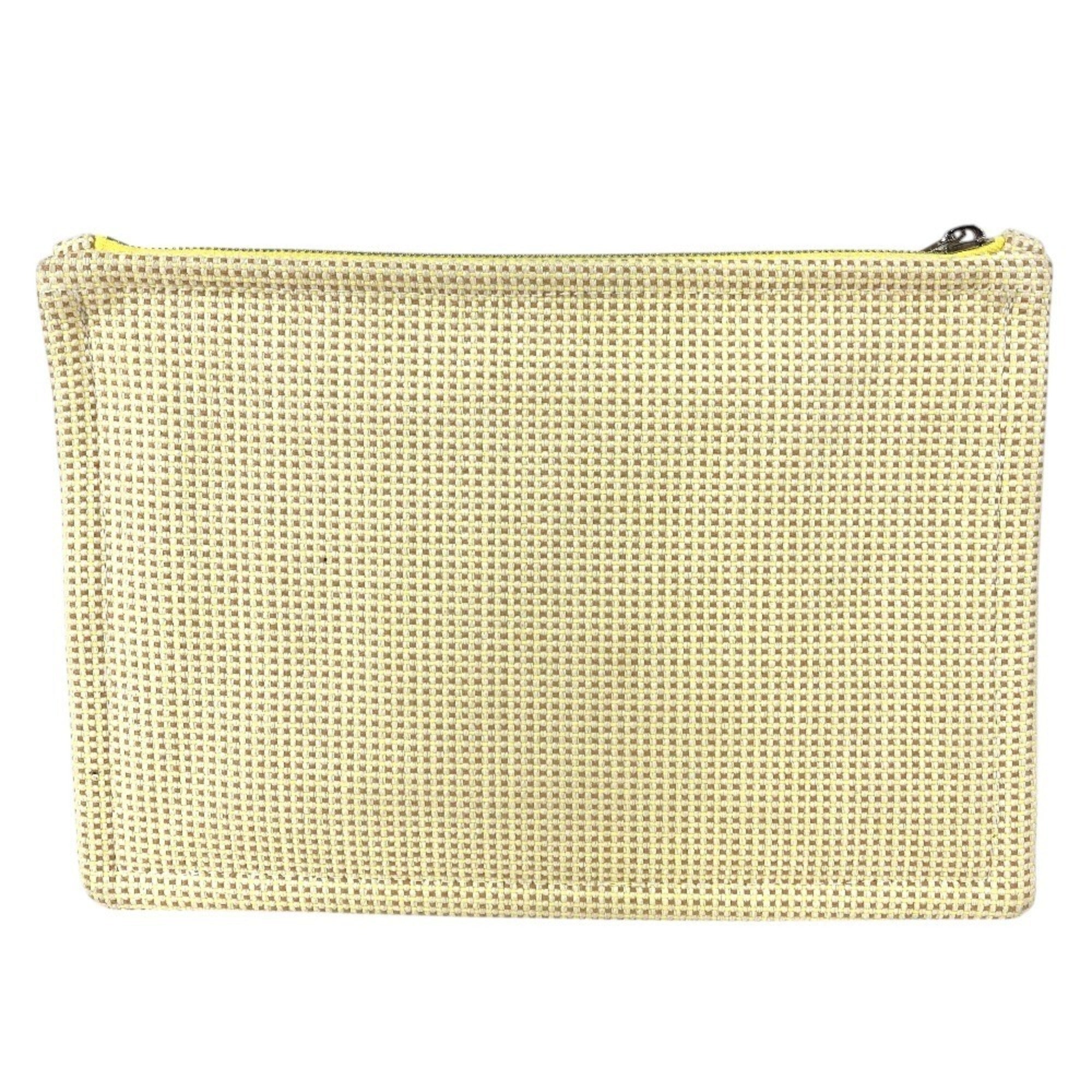 Hermes Yellow Embroidery Clutch Bag Handbag Pouch (Pre-Owned)