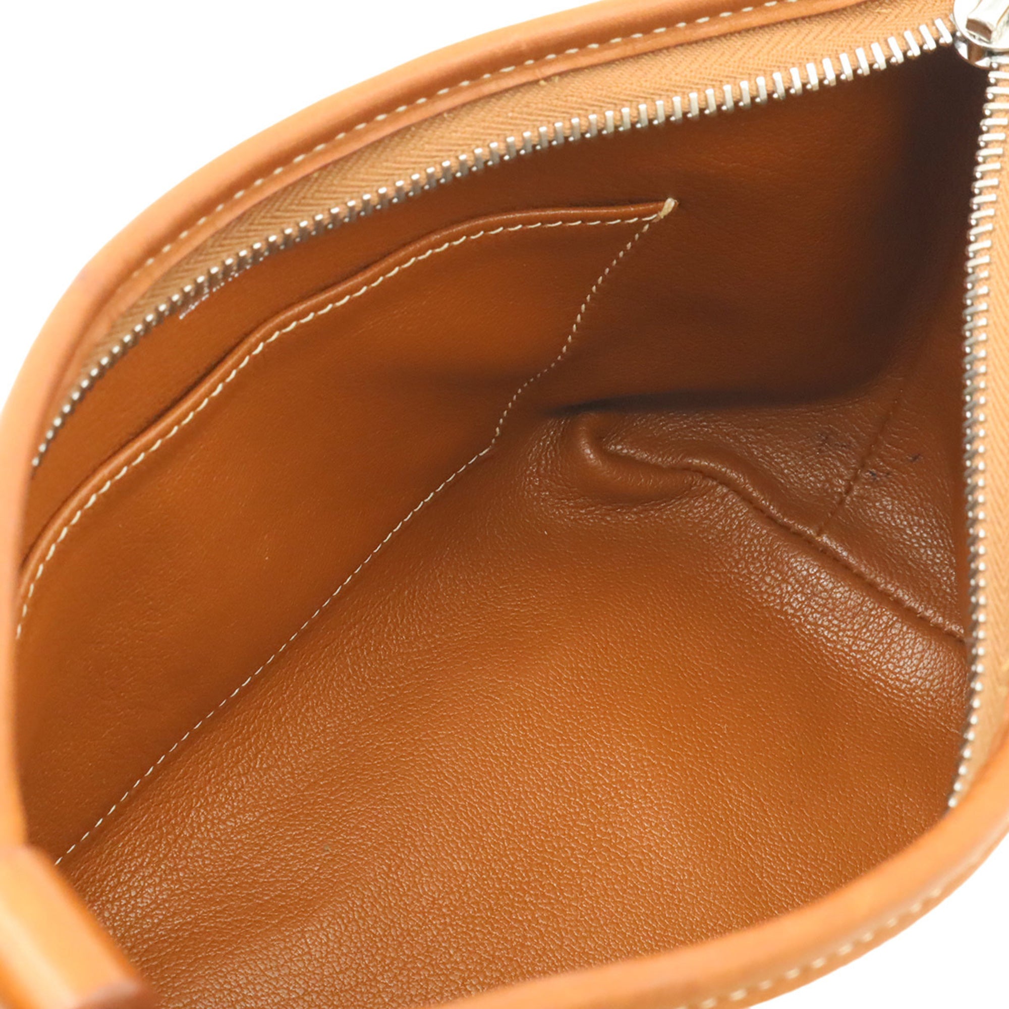 Hermes Berlingo Beige Brown Toile H Leather Shoulder Bag (Pre-Owned)