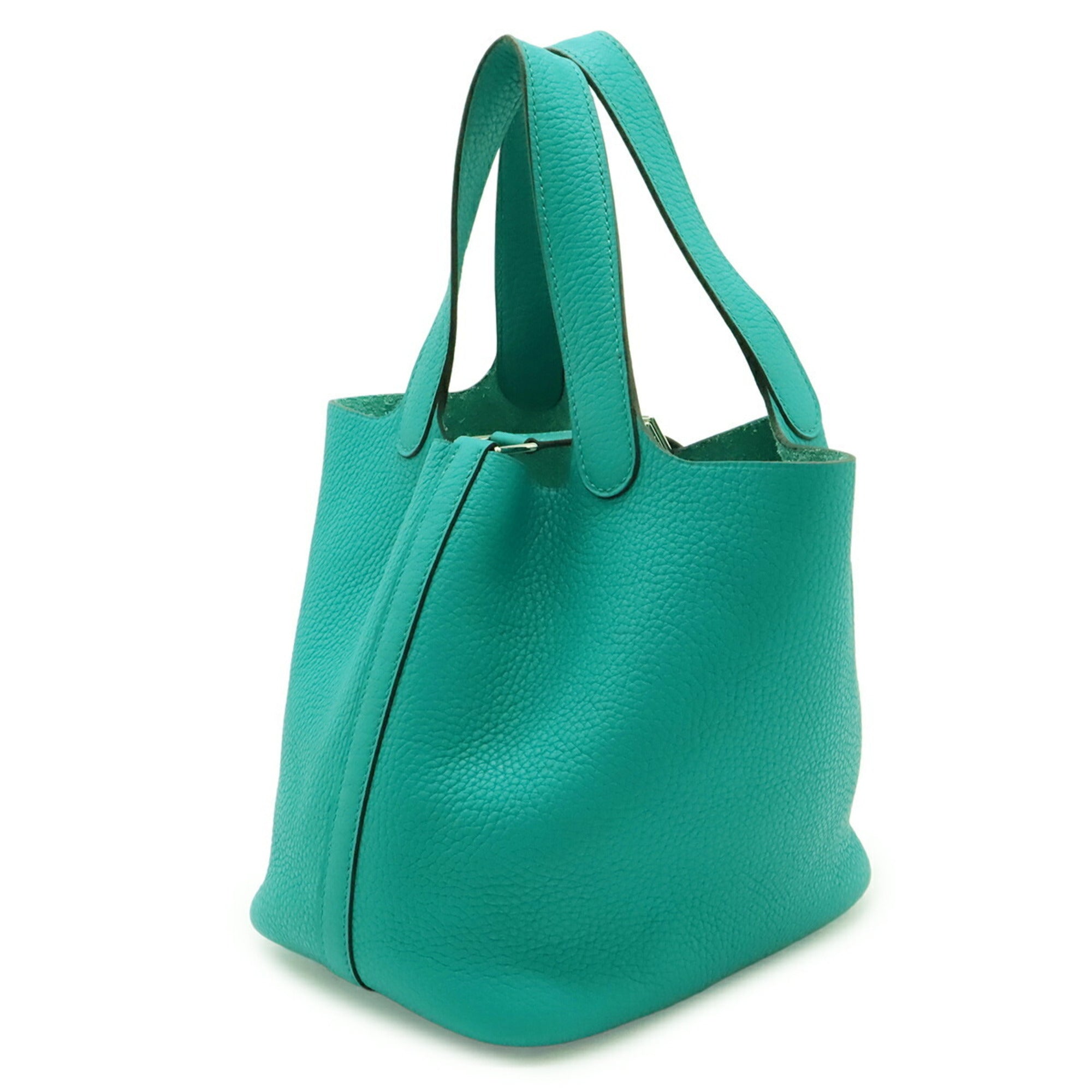 Hermes Blue Paon Taurillon Clemence Leather Handbag Tote Bag (Pre-Owned)