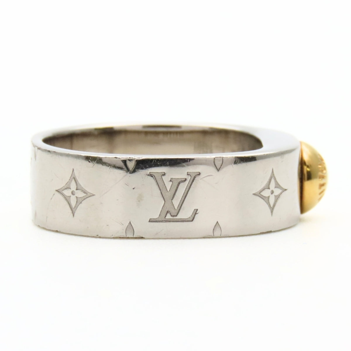 Louis Vuitton Silver Metal Band Ring (Pre-Owned)