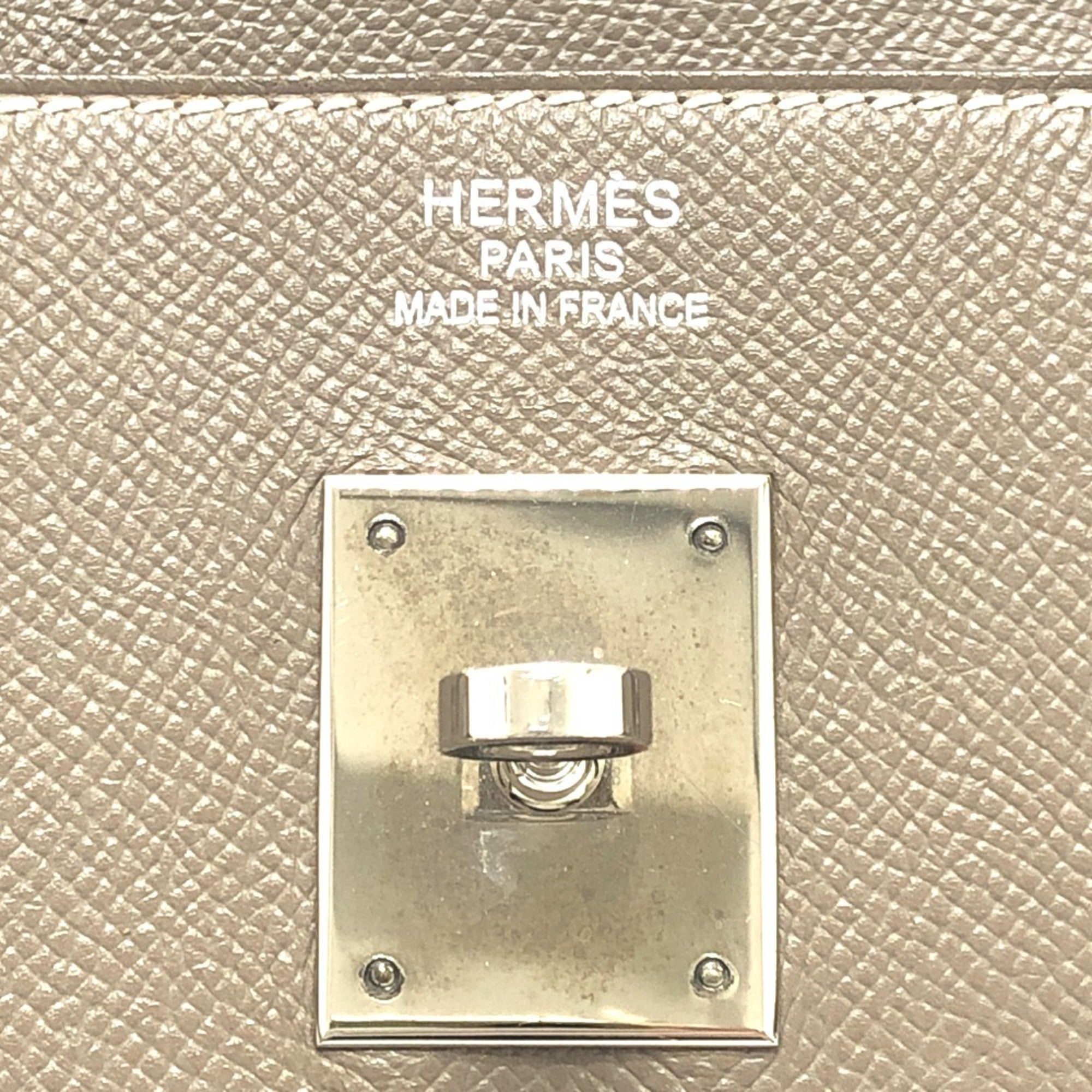 Hermes Brown Etoupe Gray Epsom Leather Handbag Tote Bag (Pre-Owned)