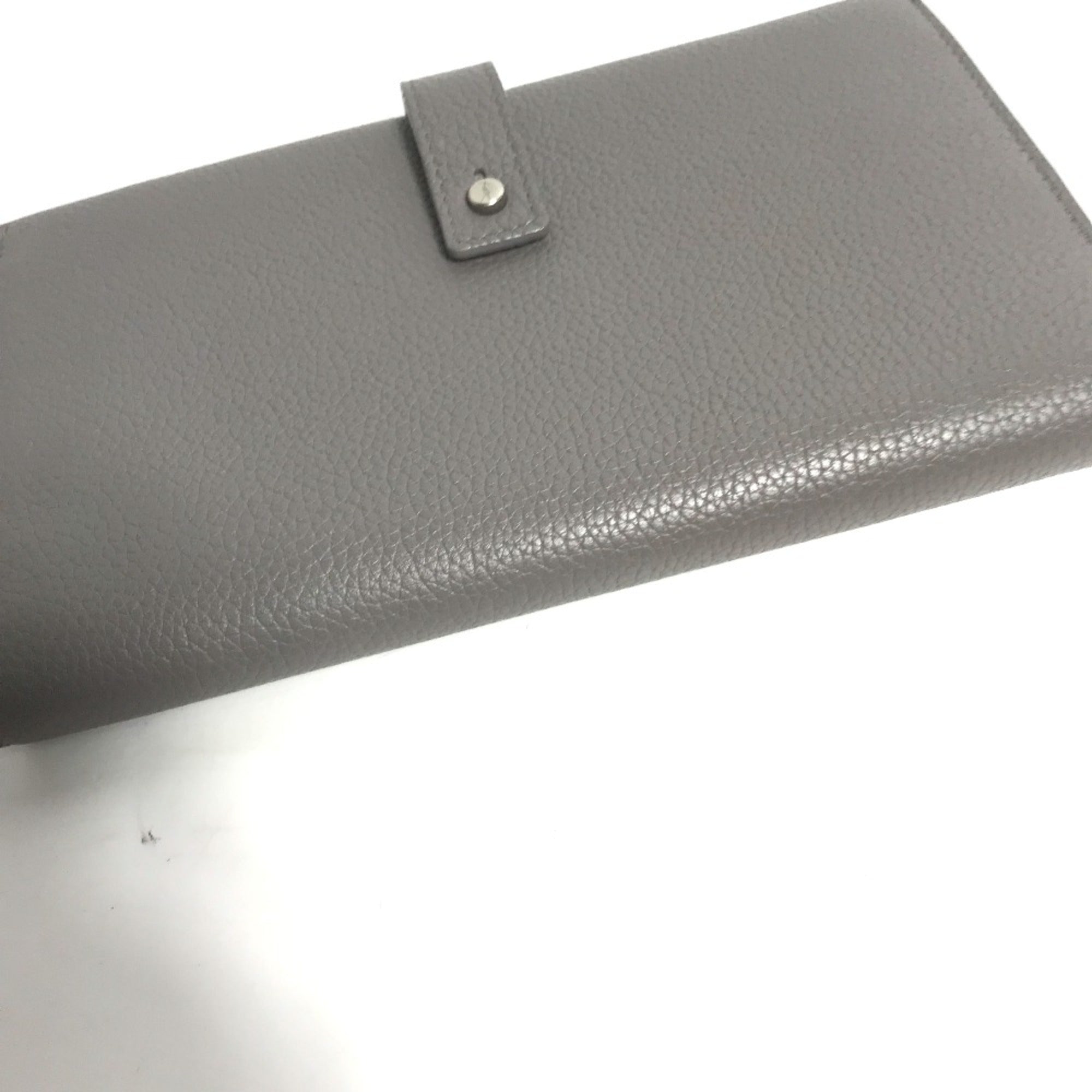 Yves Saint Laurent Gray Leather Long Wallet (Bi-Fold) (Pre-Owned)
