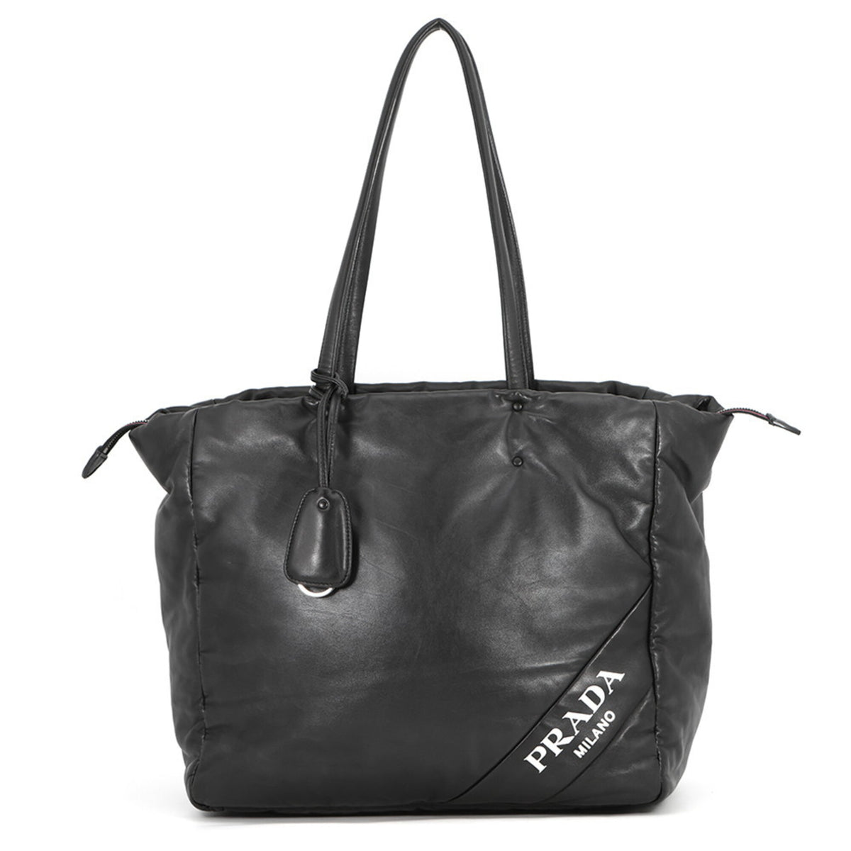 Prada Black Leather Handbag Tote Bag (Pre-Owned)