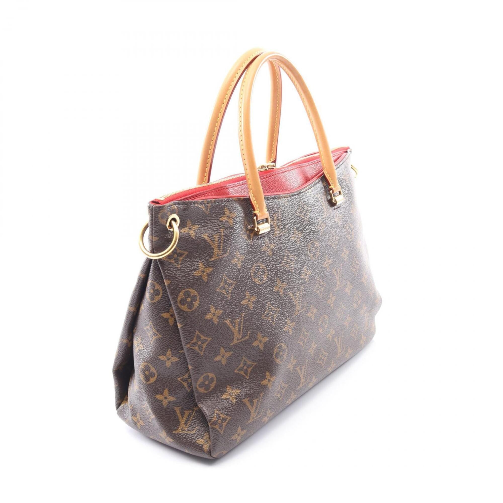 Louis Vuitton Brown Cerise Red Color Coated Canvas Leather Handbag (Pre-Owned)