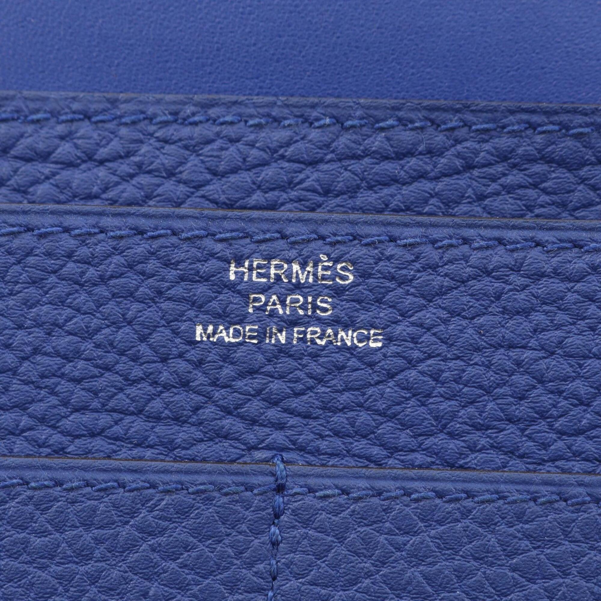 Hermes Blue Togo Leather Long Wallet (Bi-Fold) (Pre-Owned)