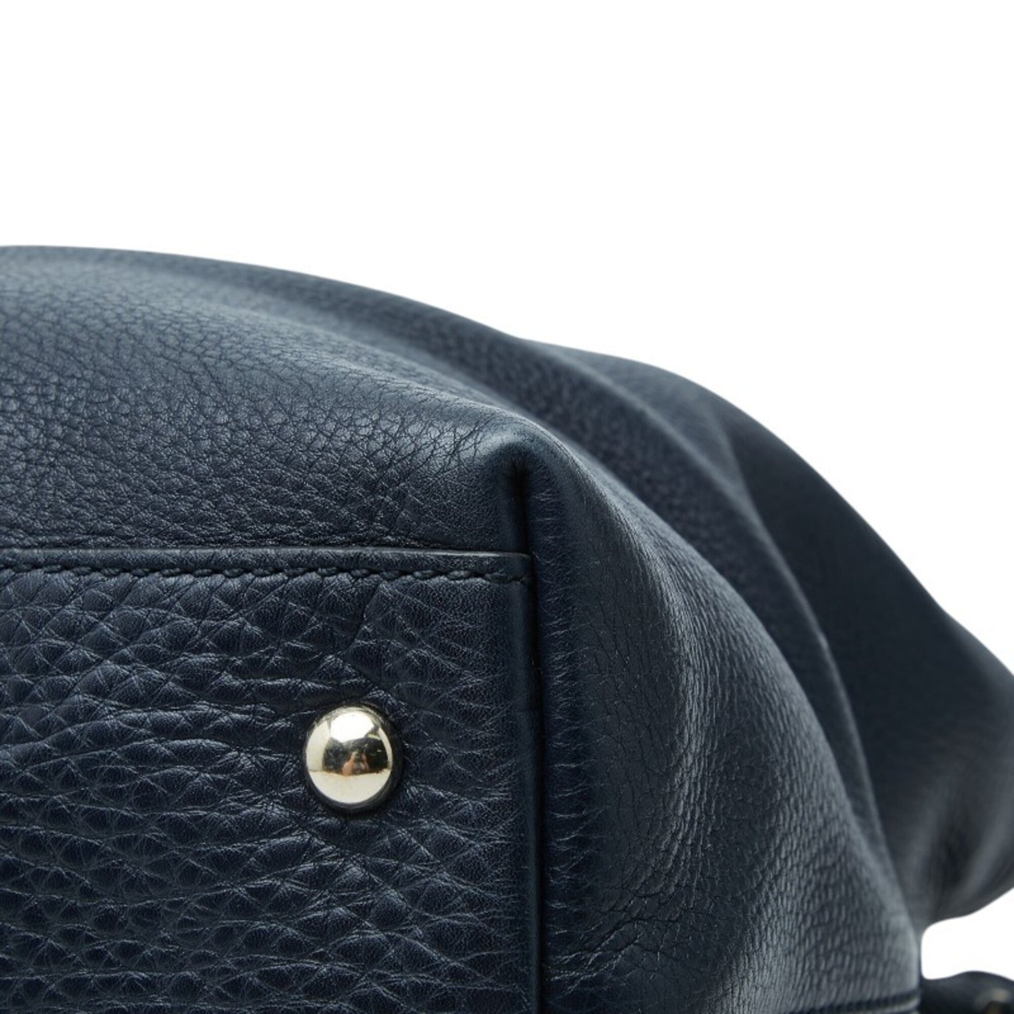Gucci Navy Leather Shoulder Bag Tote Bag (Pre-Owned)