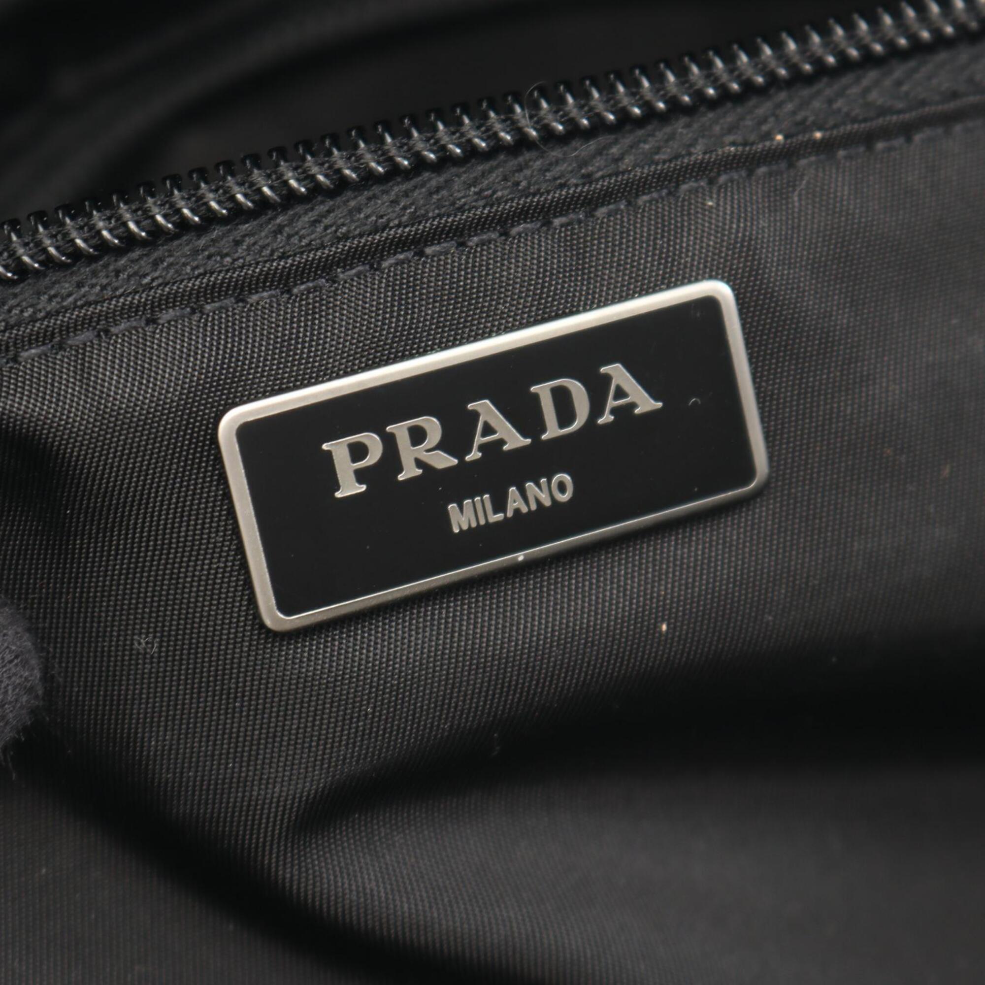 Prada Black Green Nylon Saffiano Triangle Handbag Shoulder Bag (Pre-Owned)