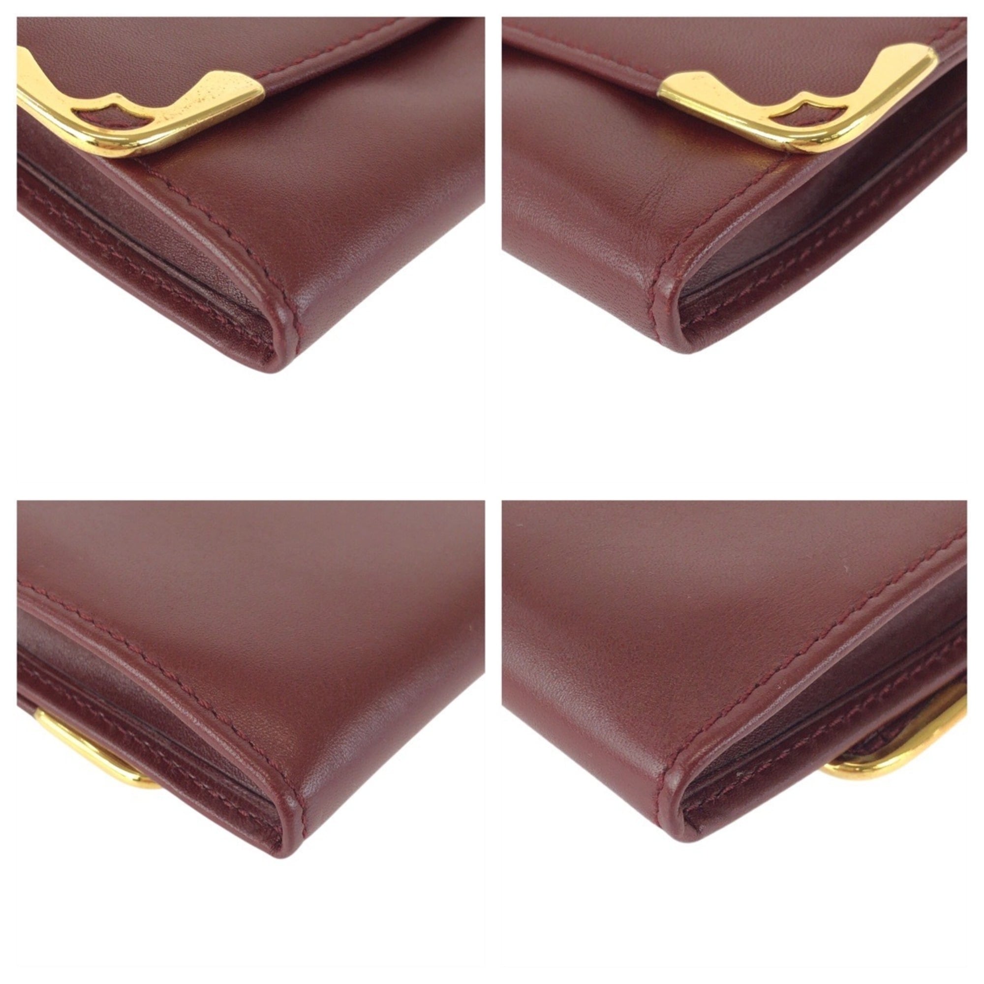 Cartier Bordeaux Wine Red Leather Clutch Bag (Pre-Owned)