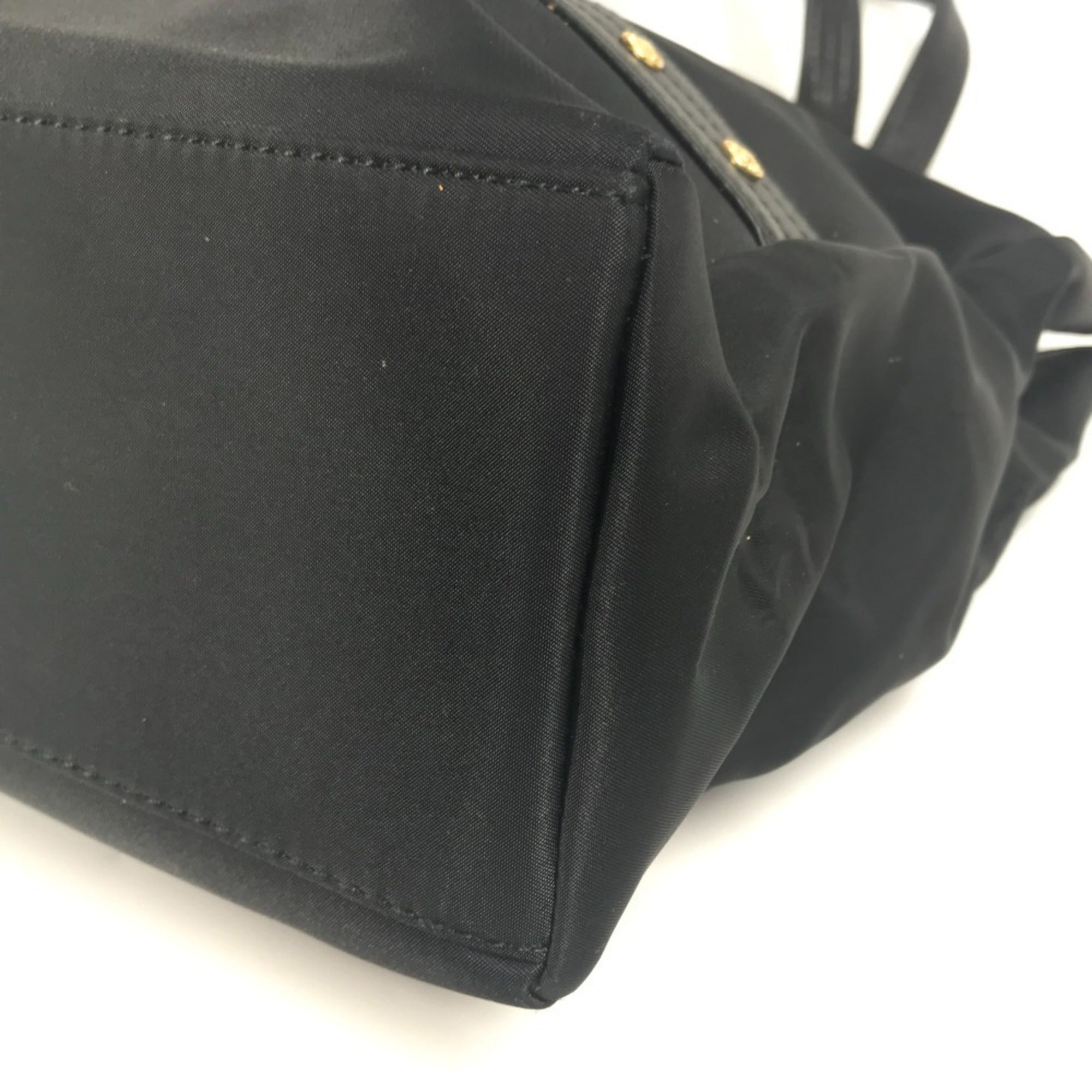 Versace Black Nylon Leather Shoulder Bag Tote Bag (Pre-Owned)
